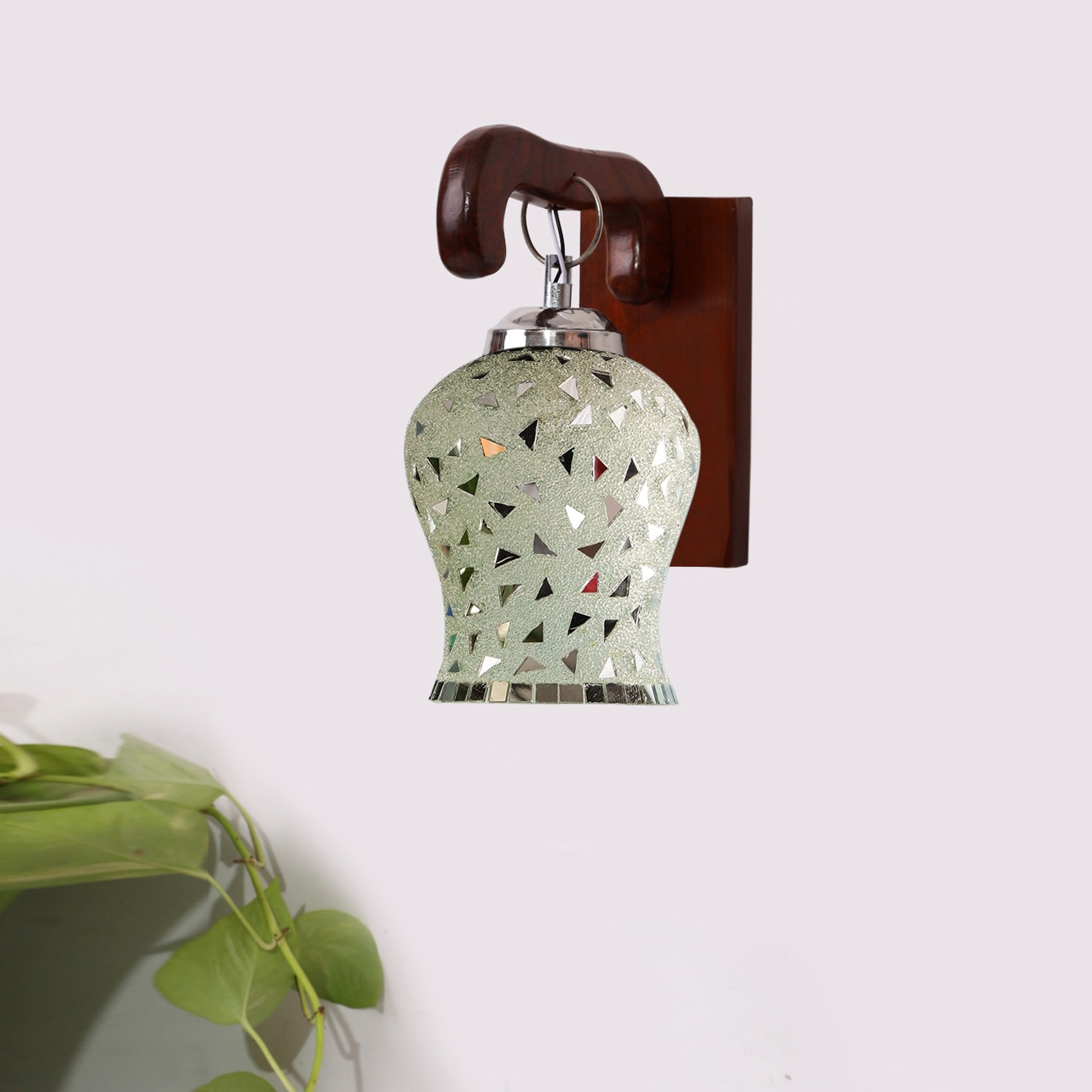 Devansh Solid Wood Electric Wall Light in Brown Colour with Multi Shade Count of 1 Light - Devansh