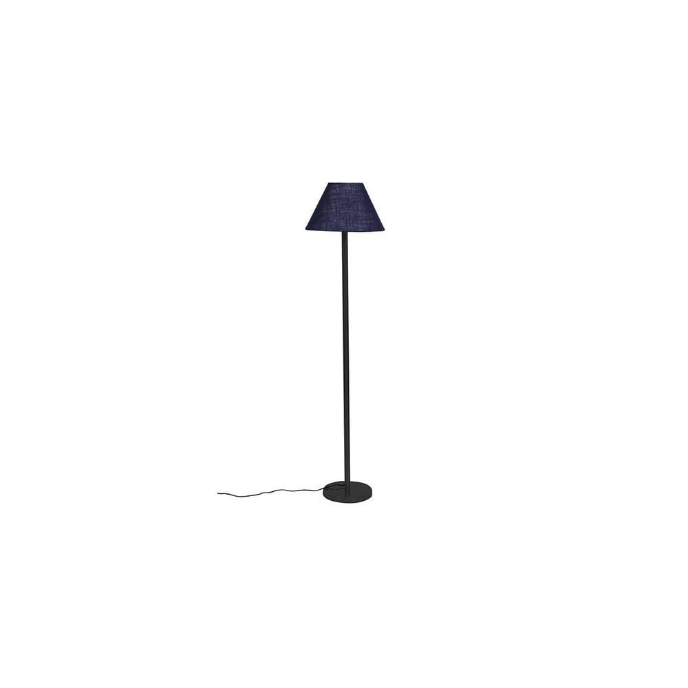 Ray Blue Natural Fiber Shade Floor Lamp with Black Iron Base