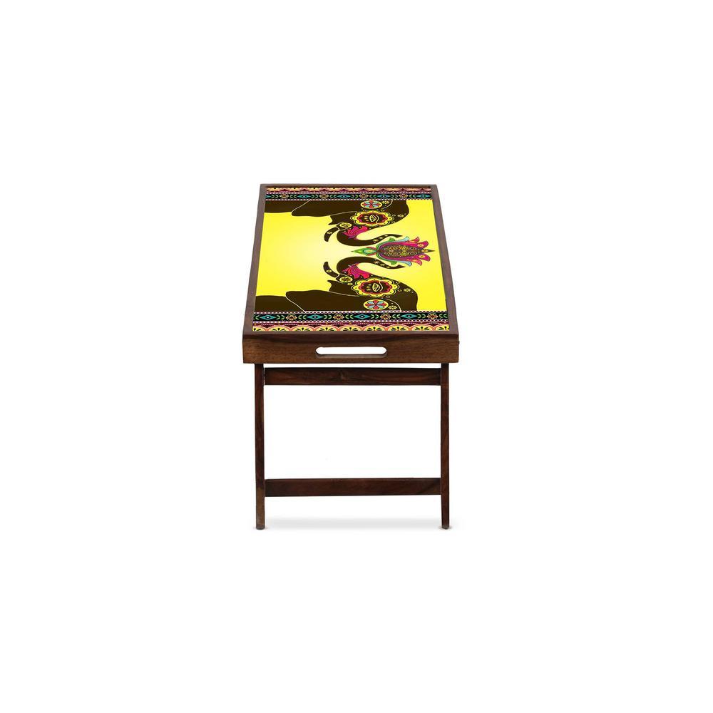 Majestic Tusker Solid Wood Bookshelf and Serving Tray In Multicolour