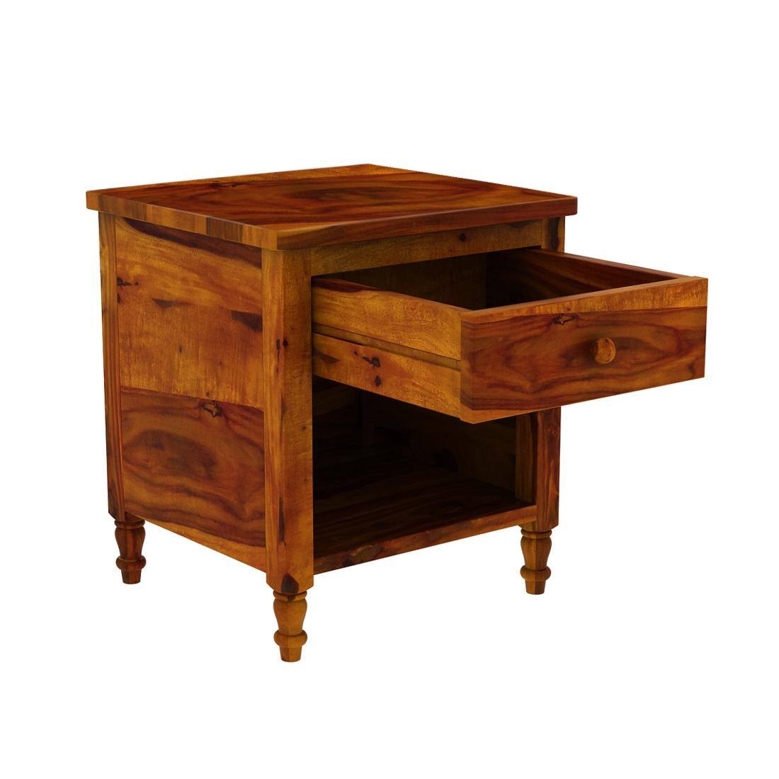 TurningSolid Wood  Bedside Table in Honey Finish