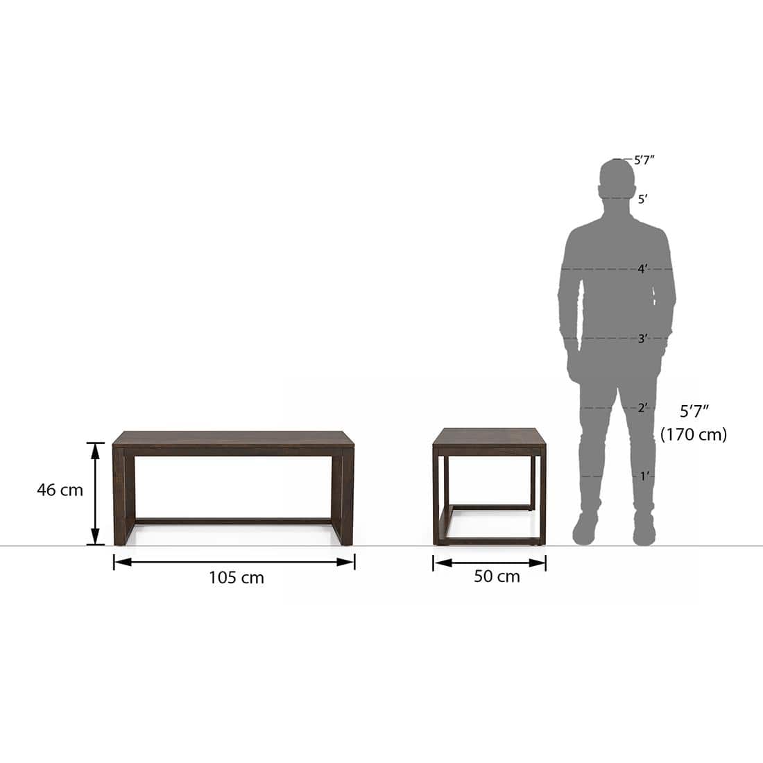 Avril Rectangular Solid Wood Coffee Table In Mango Walnut Finish and in Lagoon Green Colour