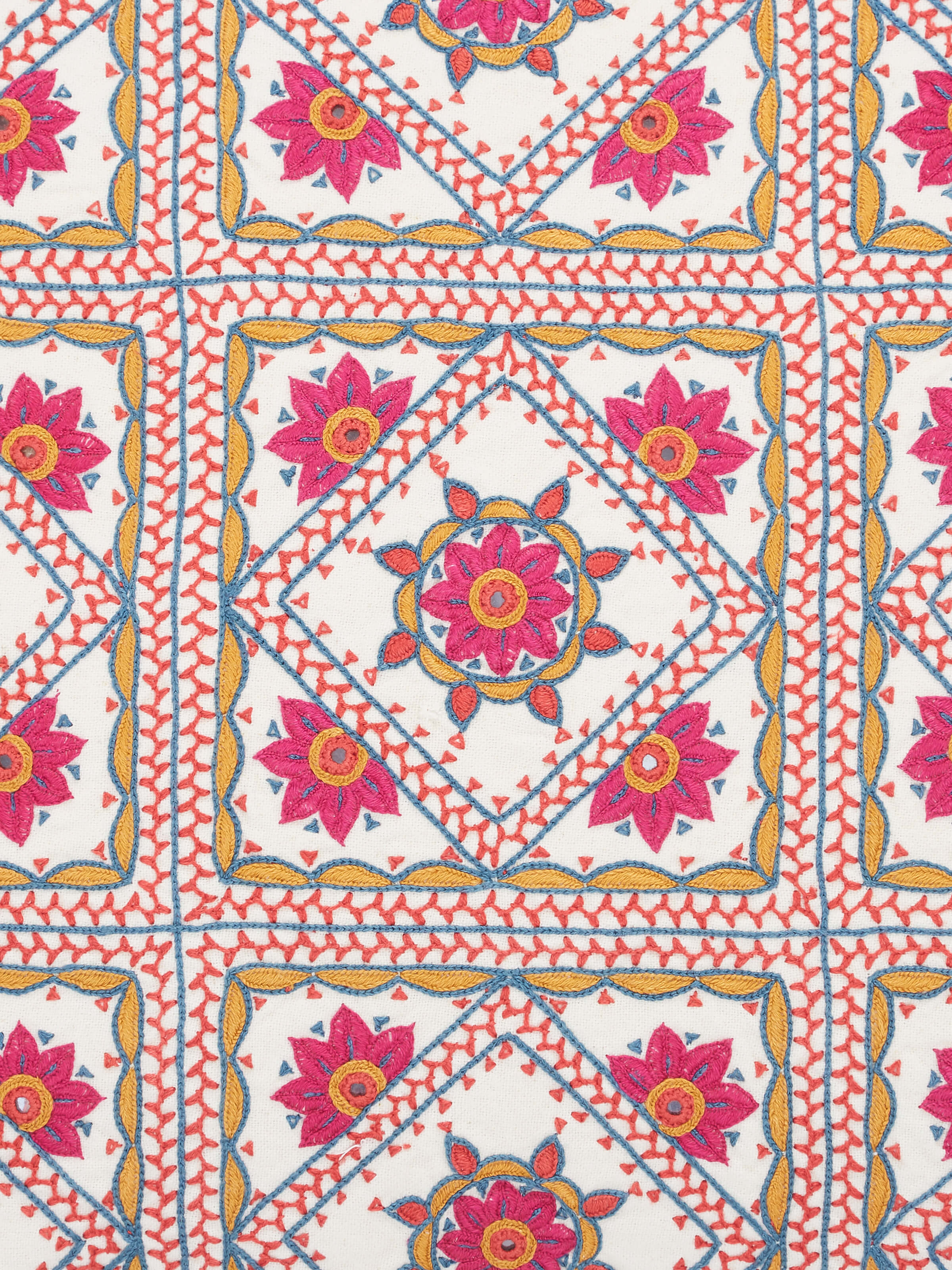 Varna Pink All-over Cotton Pakko Hand Embroidered Cushion Cover