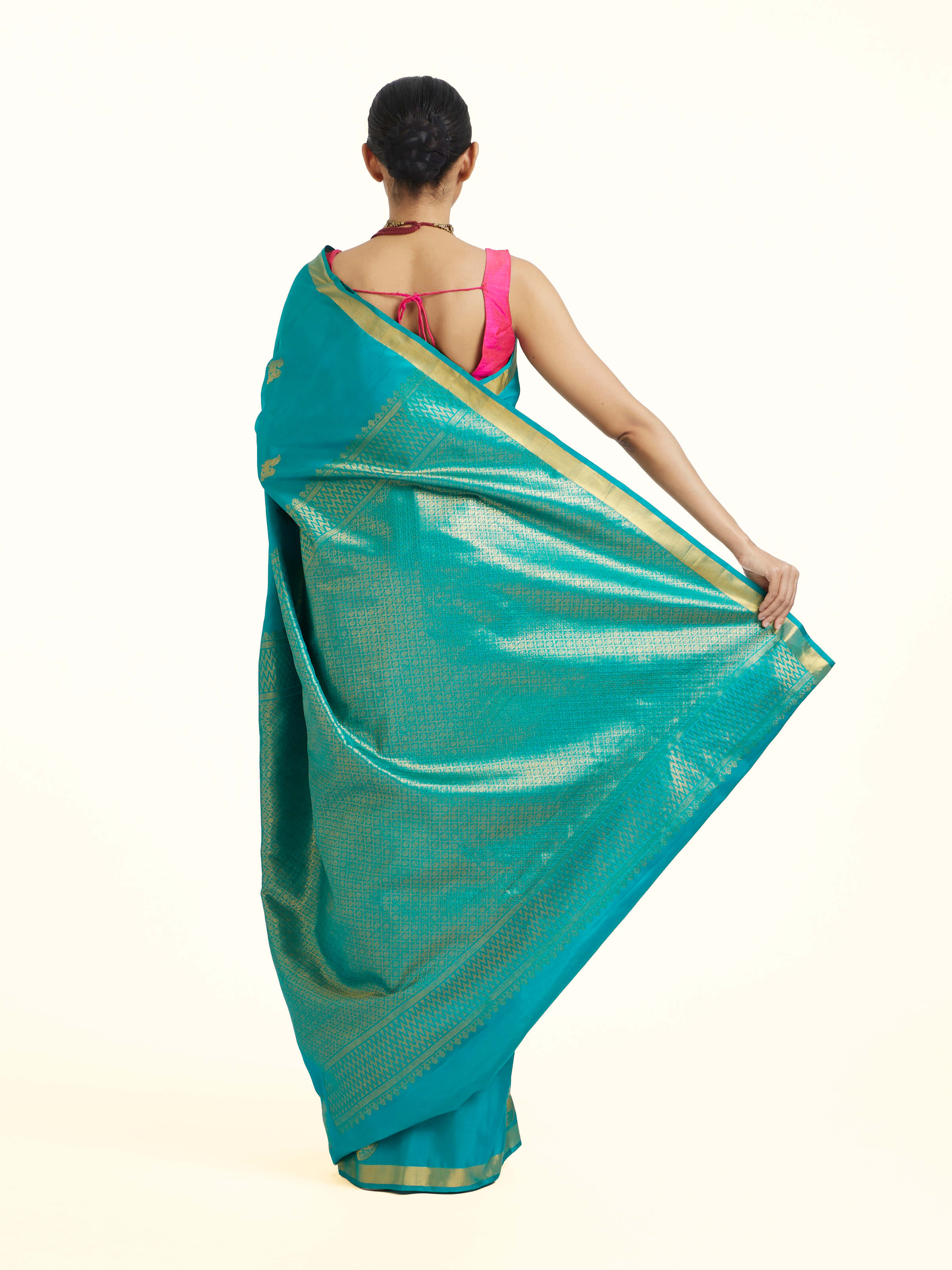 Teal Dharmavaram Silk Saree