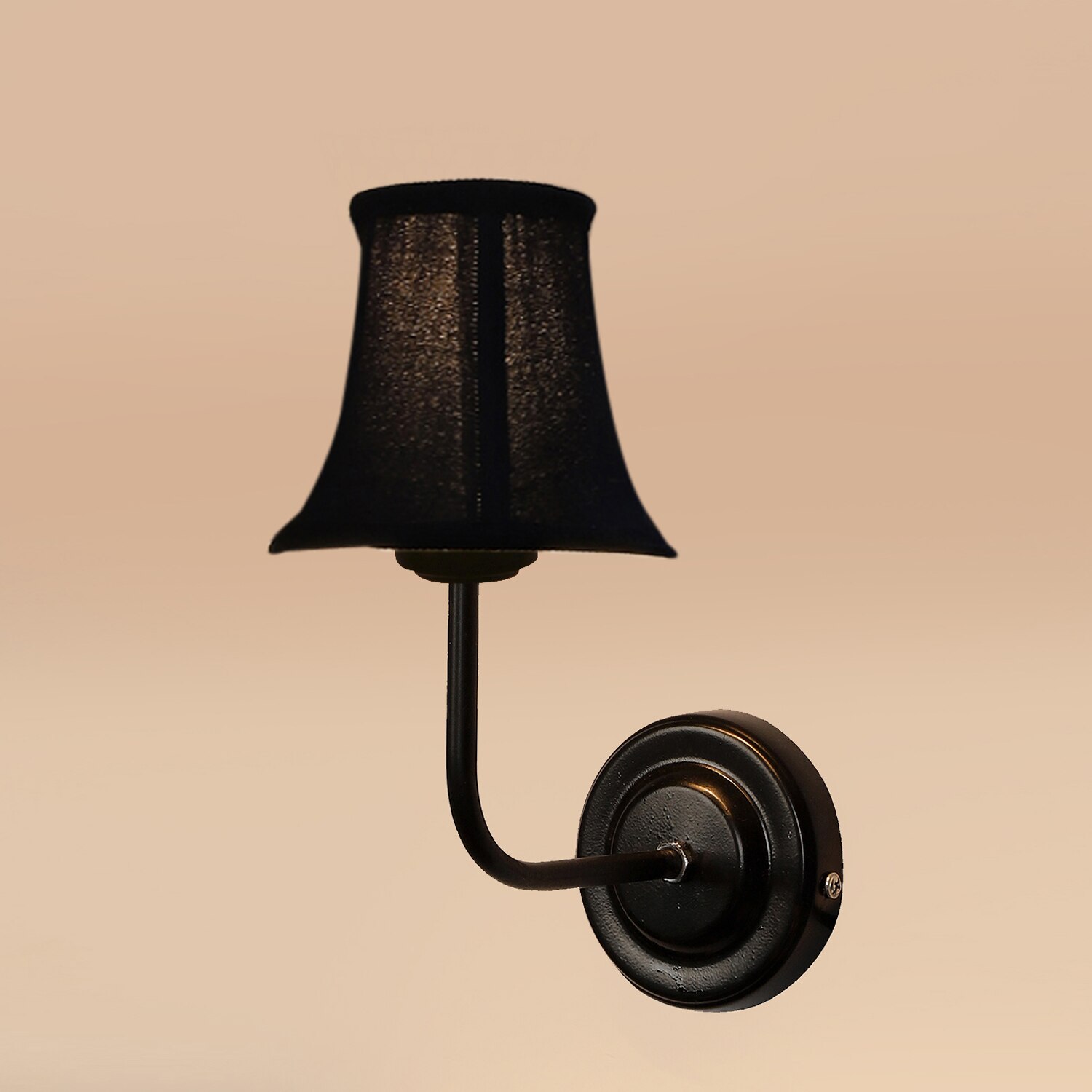 Devansh Black Wall Mounted Lamp With Black  Cotton Shade