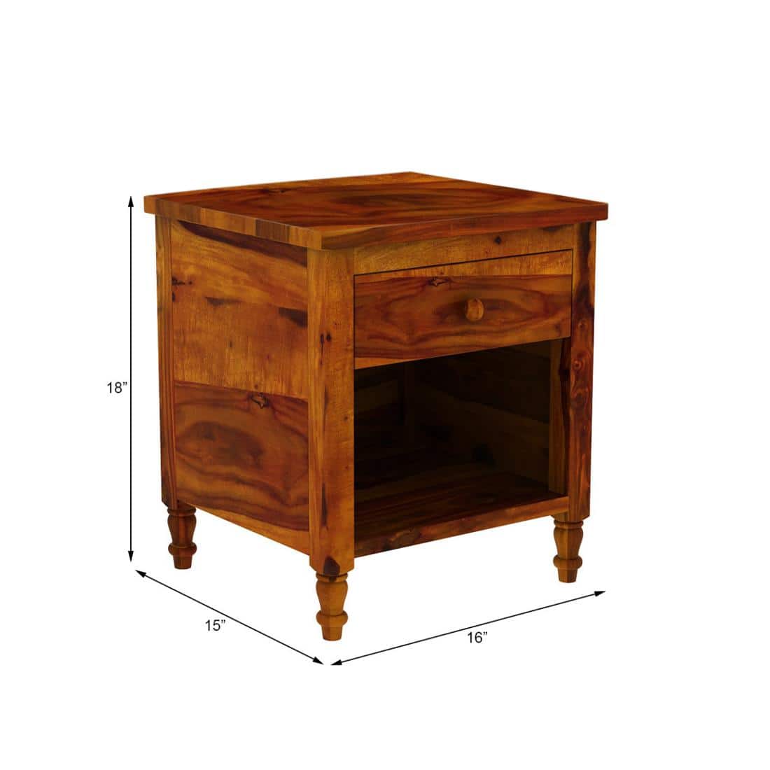 TurningSolid Wood  Bedside Table in Honey Finish