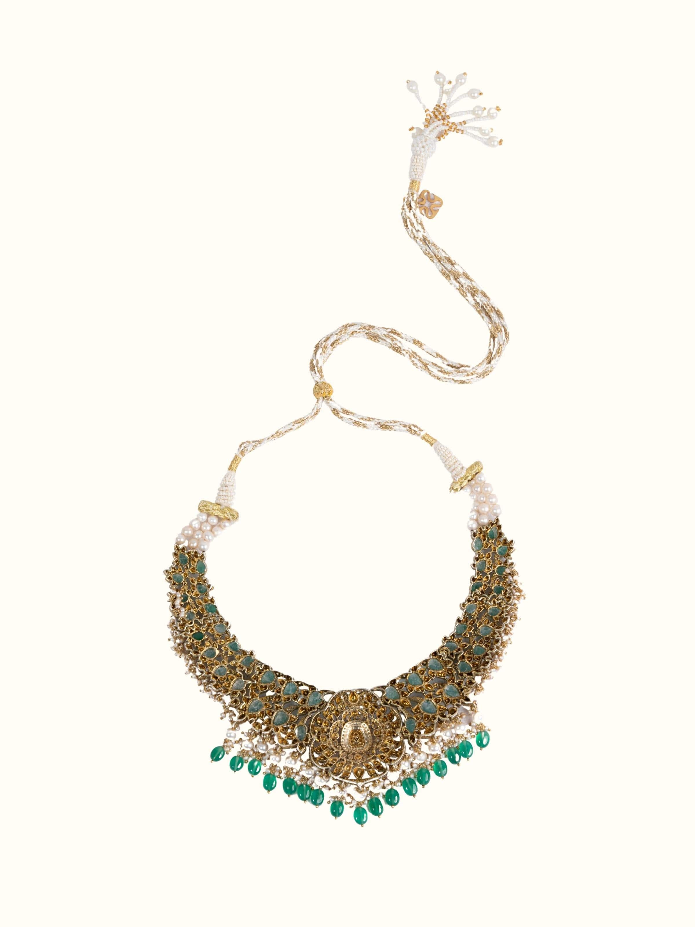 Dank Polki Silver Collar Necklace