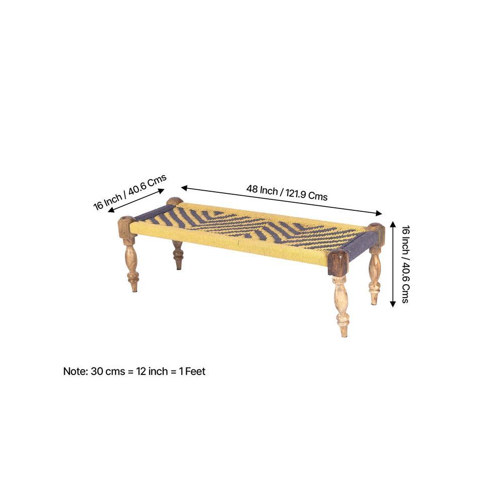 Hamilton Solid Wood Maachi Bench In Purple & Yellow Canning