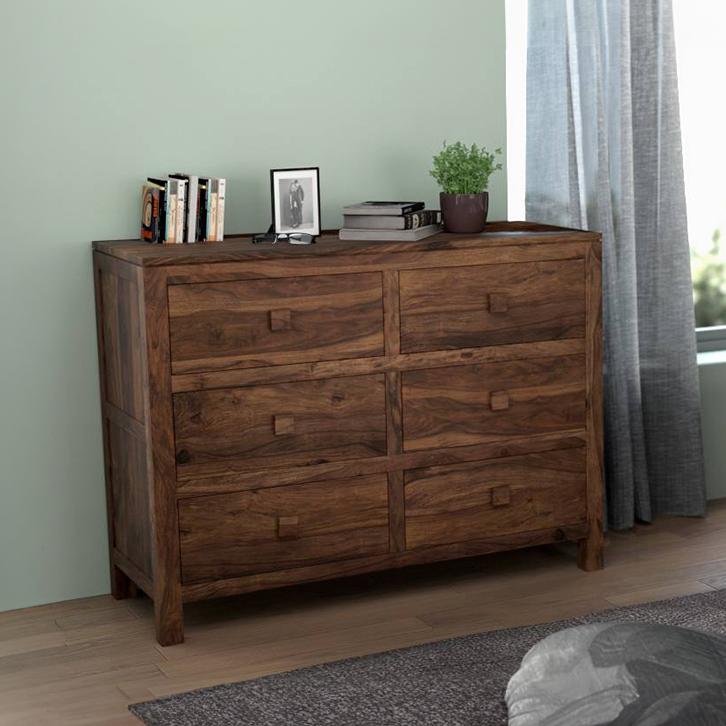 Magellan Solid Wood Chest of 6 Drawers in Teak Finish