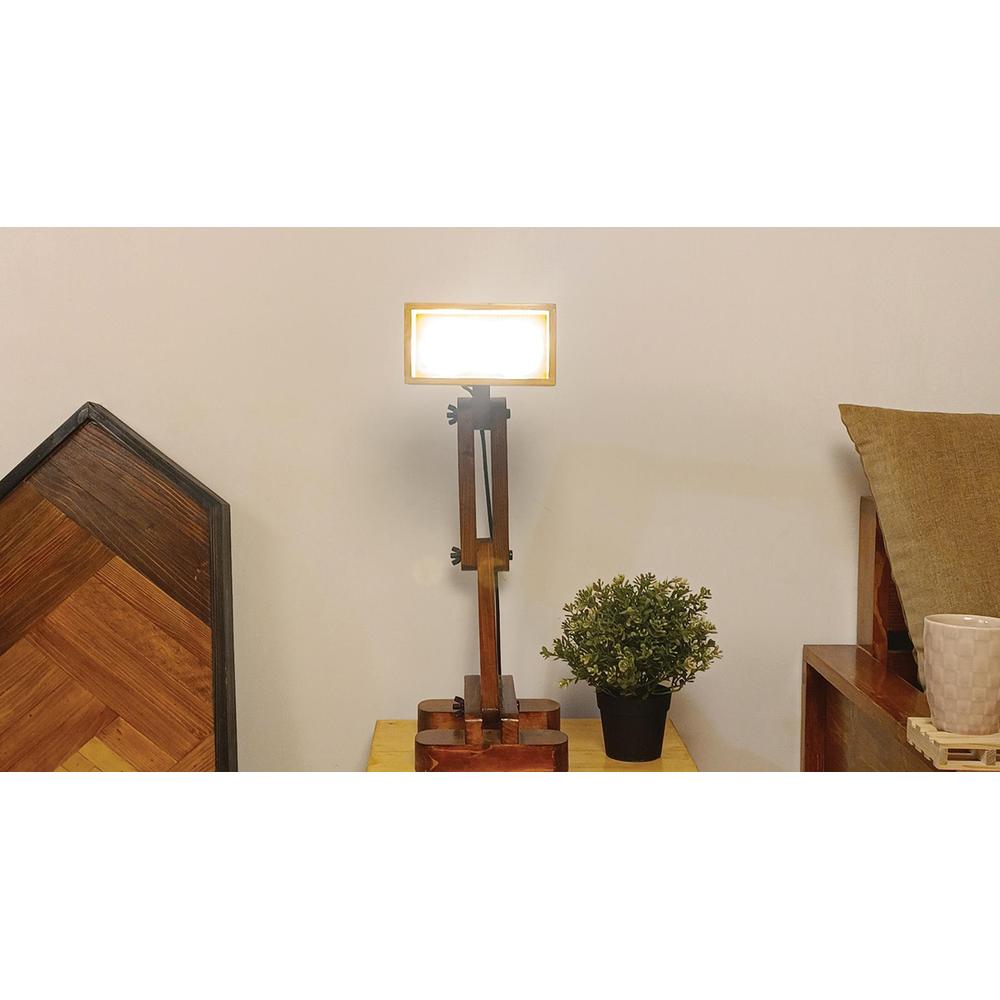 Amelia Brown Wooden Table Lamp with Wooden Lampshade