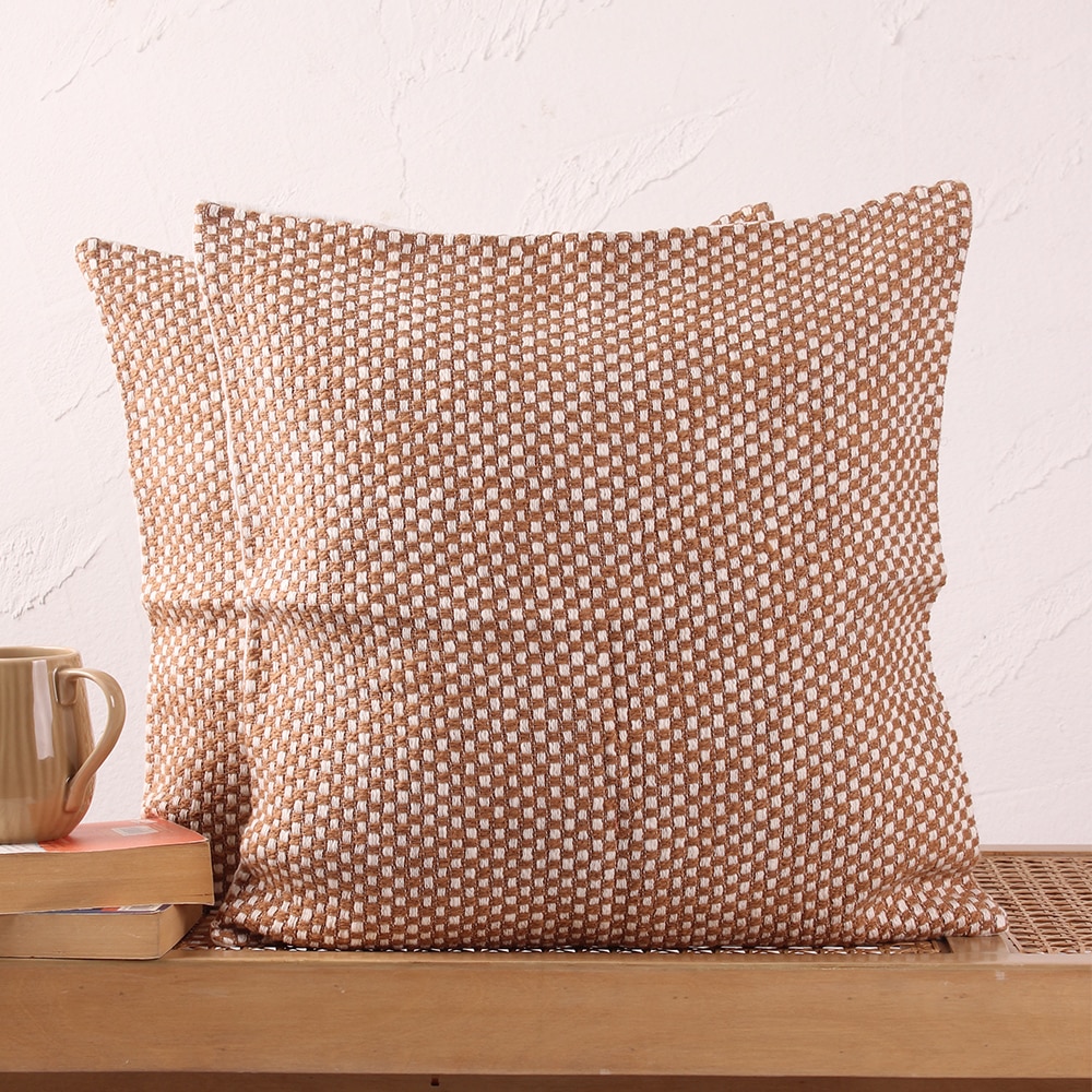 Vindhya Set Of 2 Cushion Covers With Brown Colour