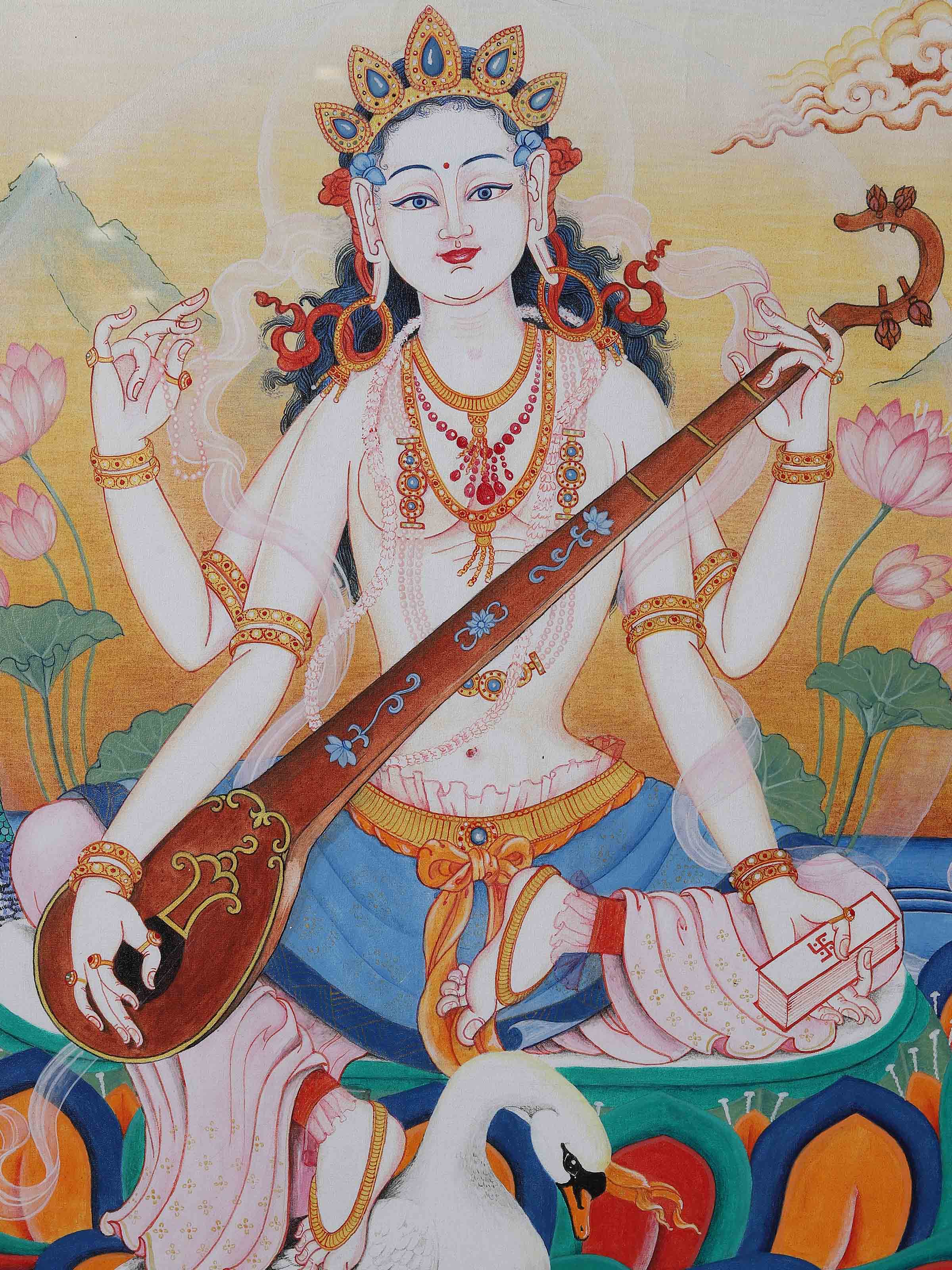 Saraswati Thangka Painting