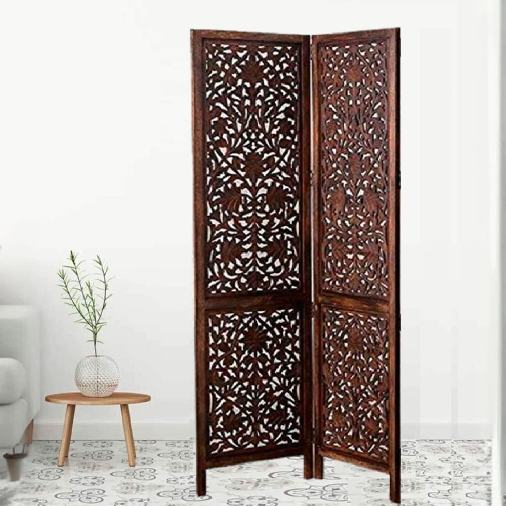 Calli Solid Wood 4 Panel Room Divider - New Shilpi Handicrafts