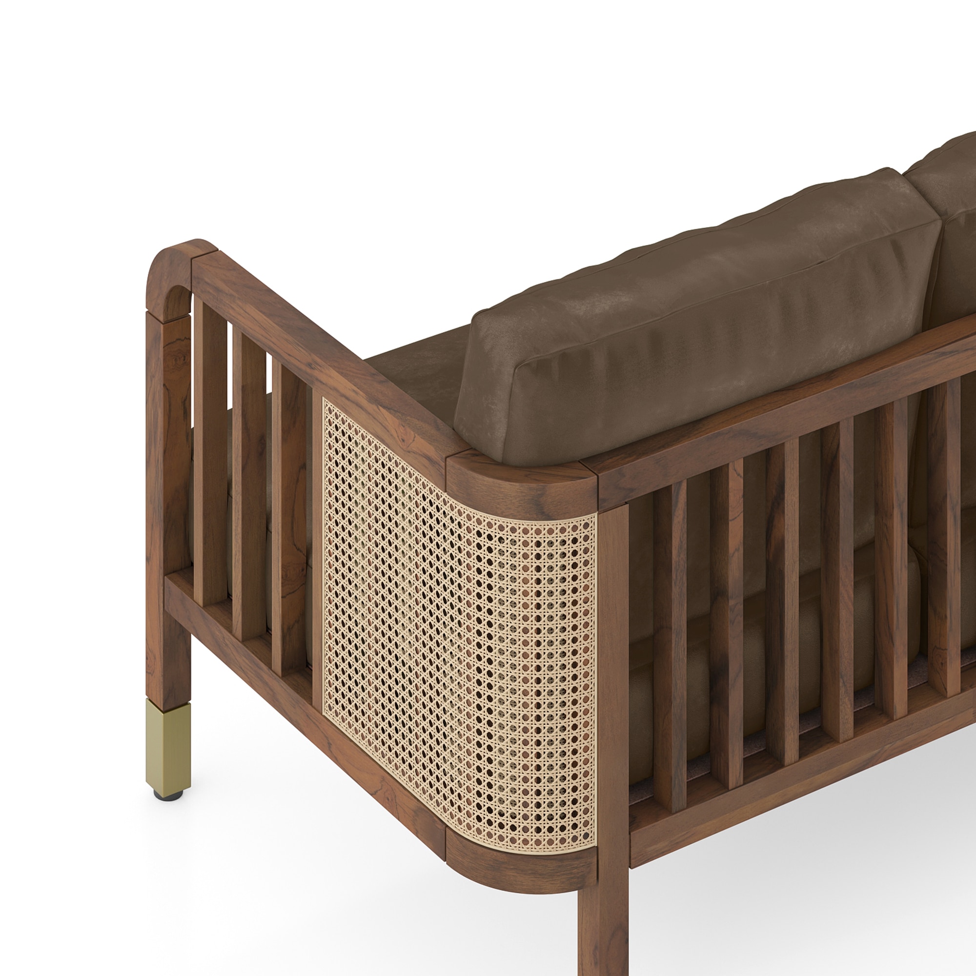 Taran 2 Seater Wooden Sofa in Truffle Biege Velvet Colour