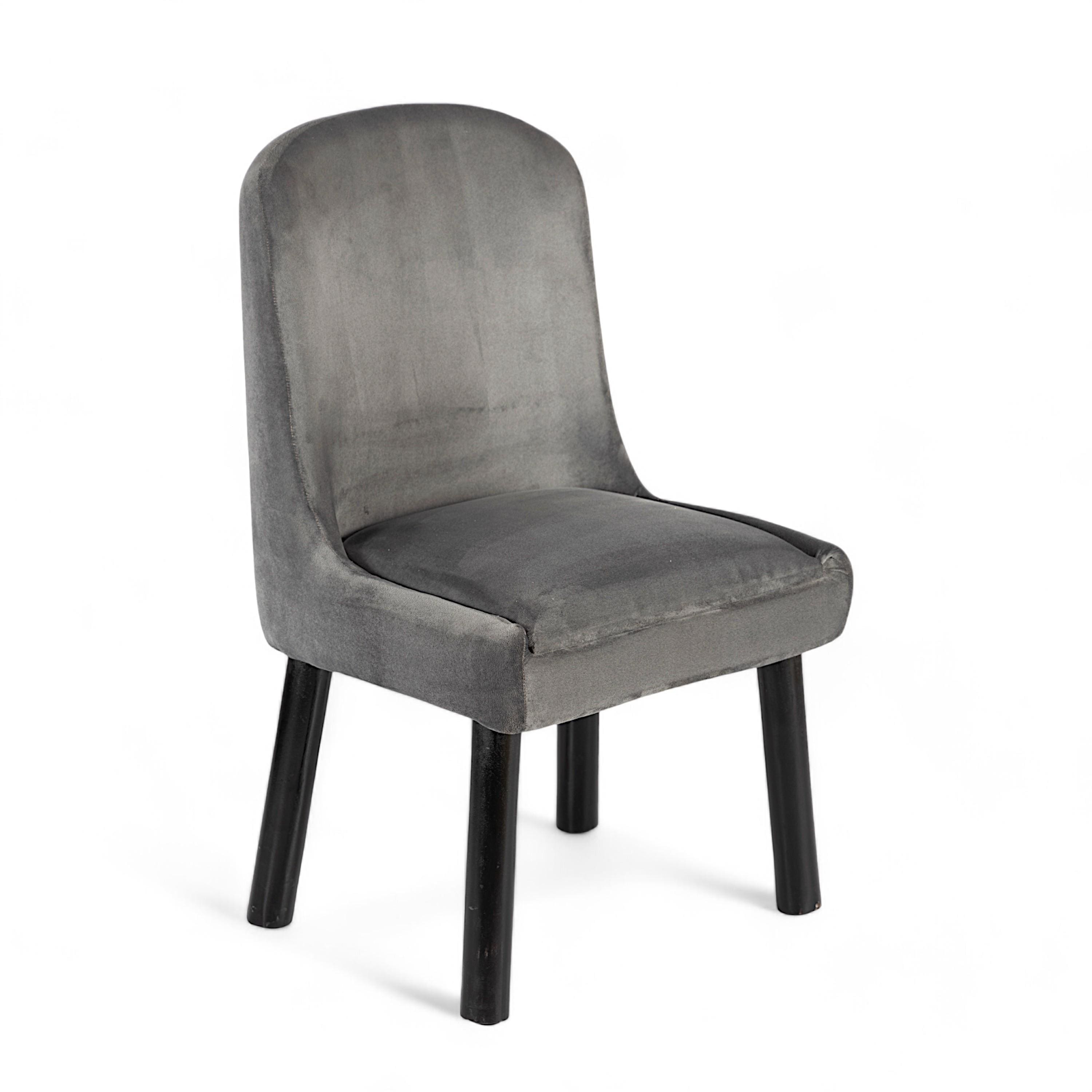 Rosslyn wood Set of 2 Dining Chairs in Iron Grey Velvet Upholstery with MAHAGONY FINISH