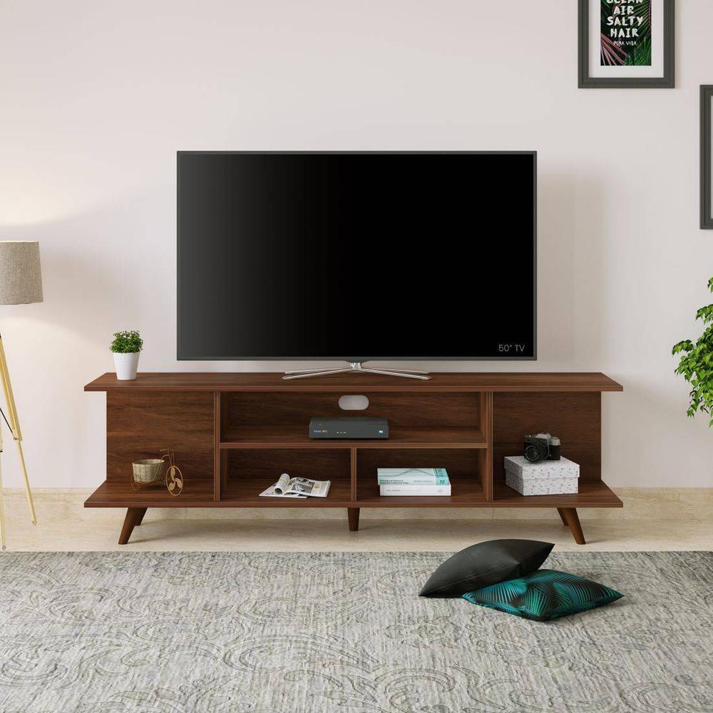 Anatdol Engineering Wood Floor Standing TV Entertainment Unit Set Top Box Stand/TV Cabinet with Shelves for Books & Décor Display Unit, Upto 50 Inches (Brown Maple)