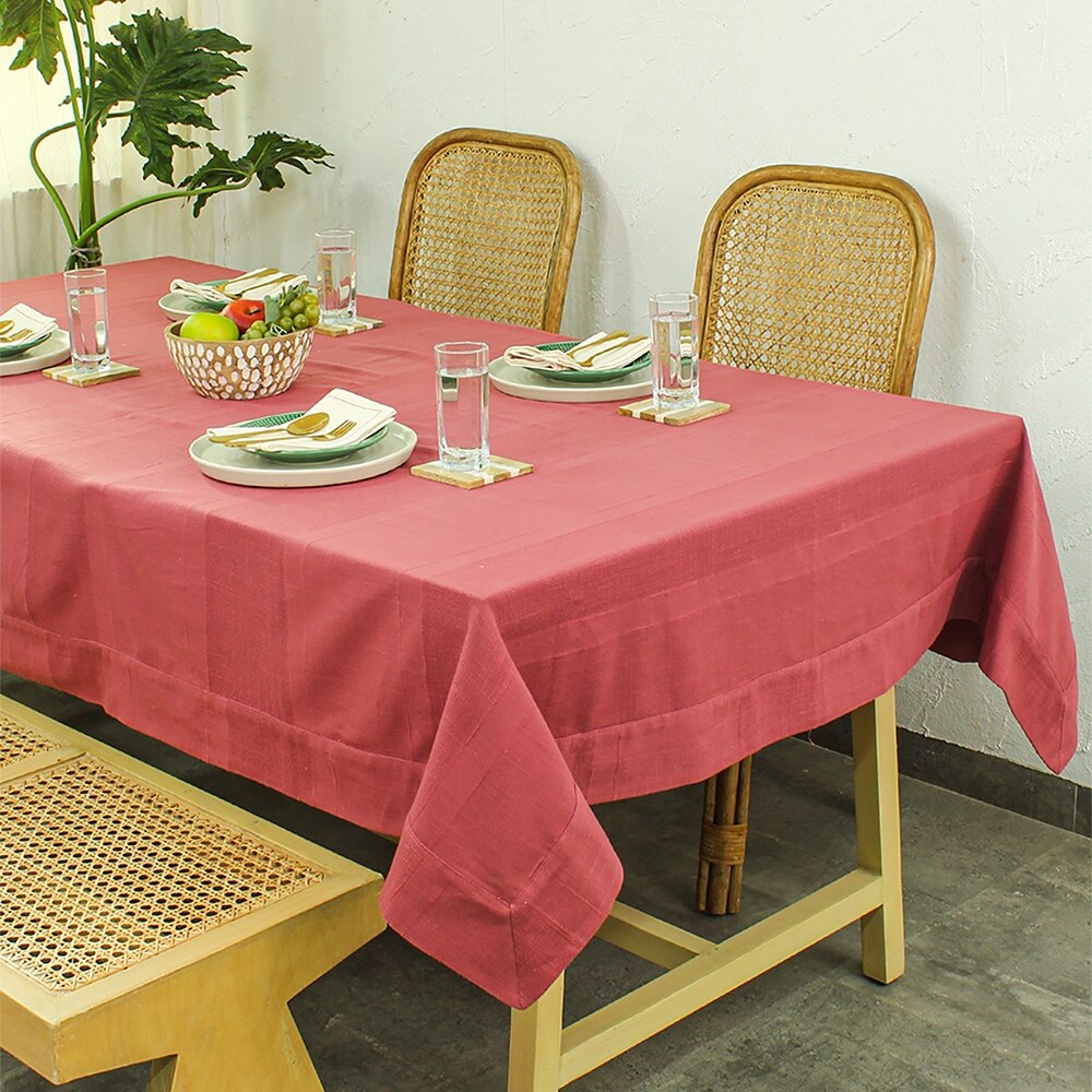 Herringbone 1 Table Cover With Maroon Colour