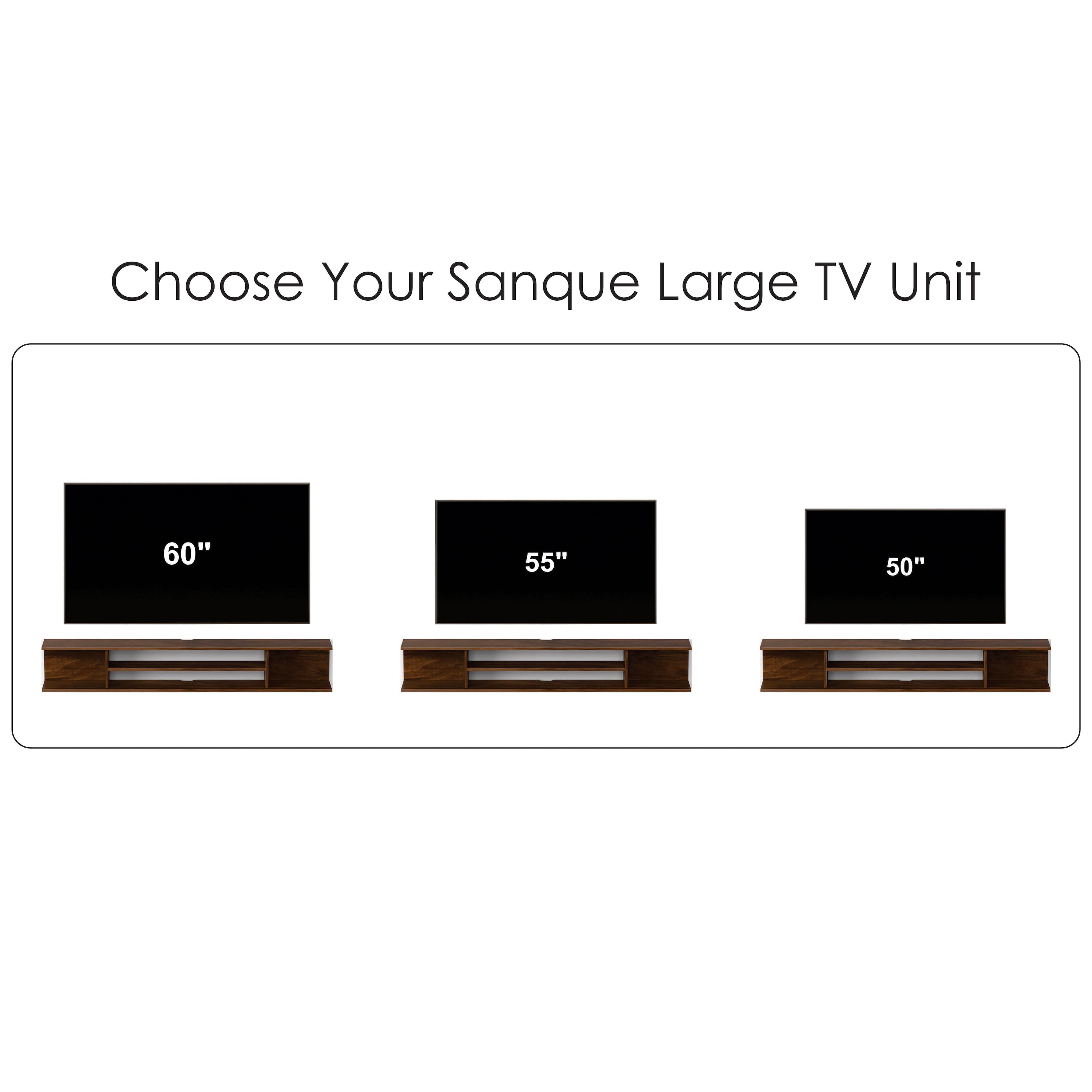 Sanque Large Engineering Wood Wall Mount Tv Entertainment In Brown Maple Finish