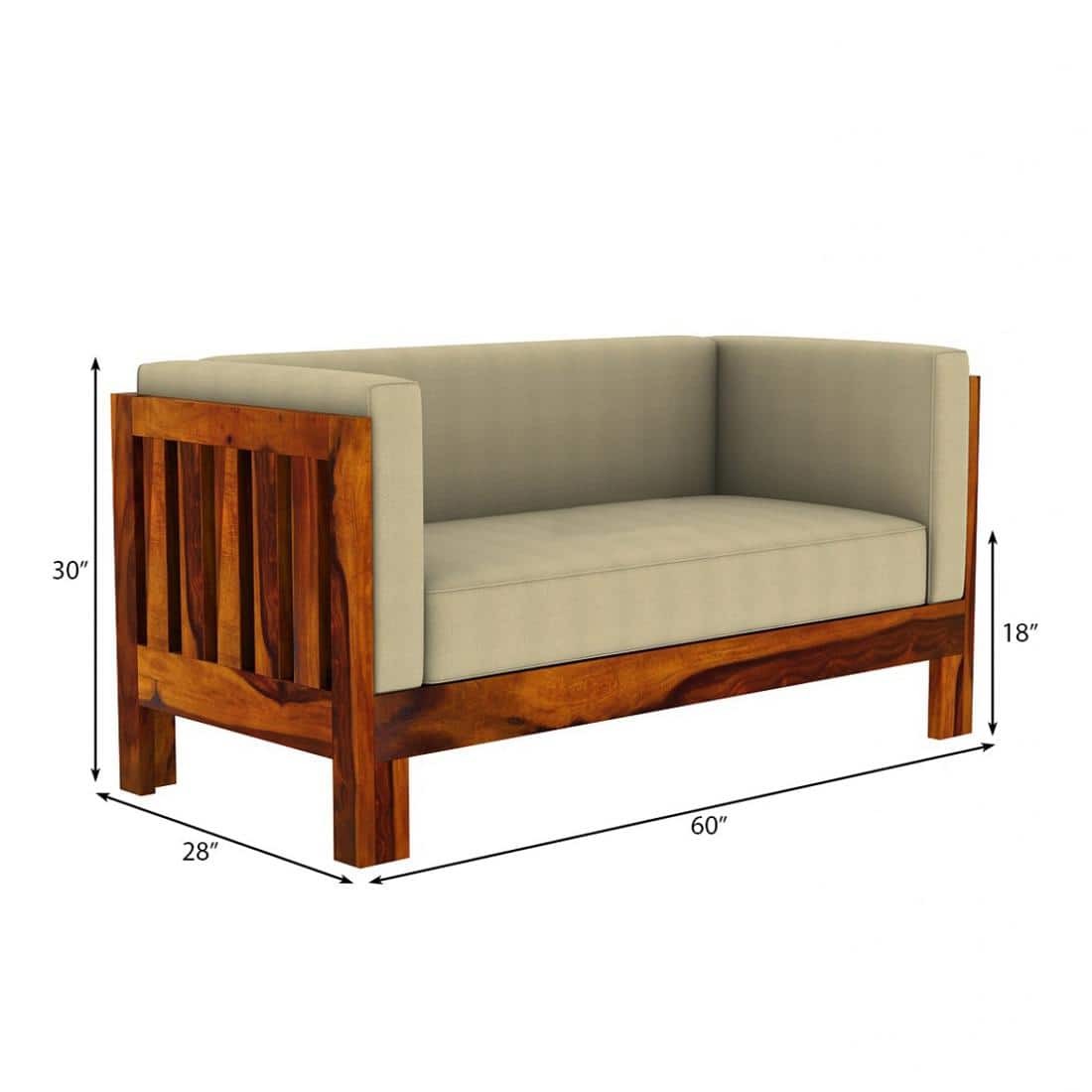 Prashiv 2+1+1 Seater Wooden Sofa (Creame Colour, Honey Finish)