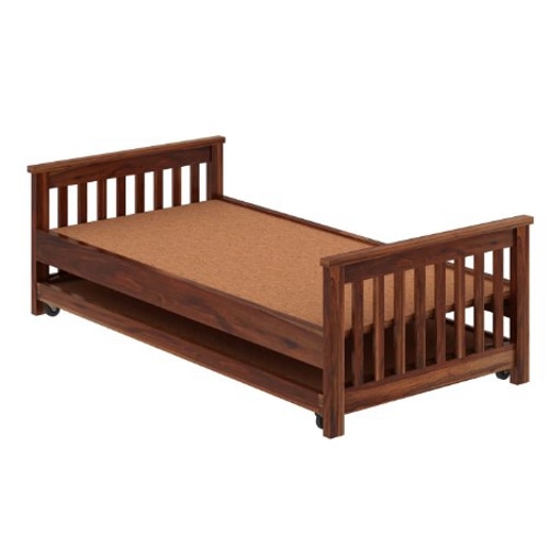 Monarch Solid Wood Solid Trundle Bed in Teak Finish