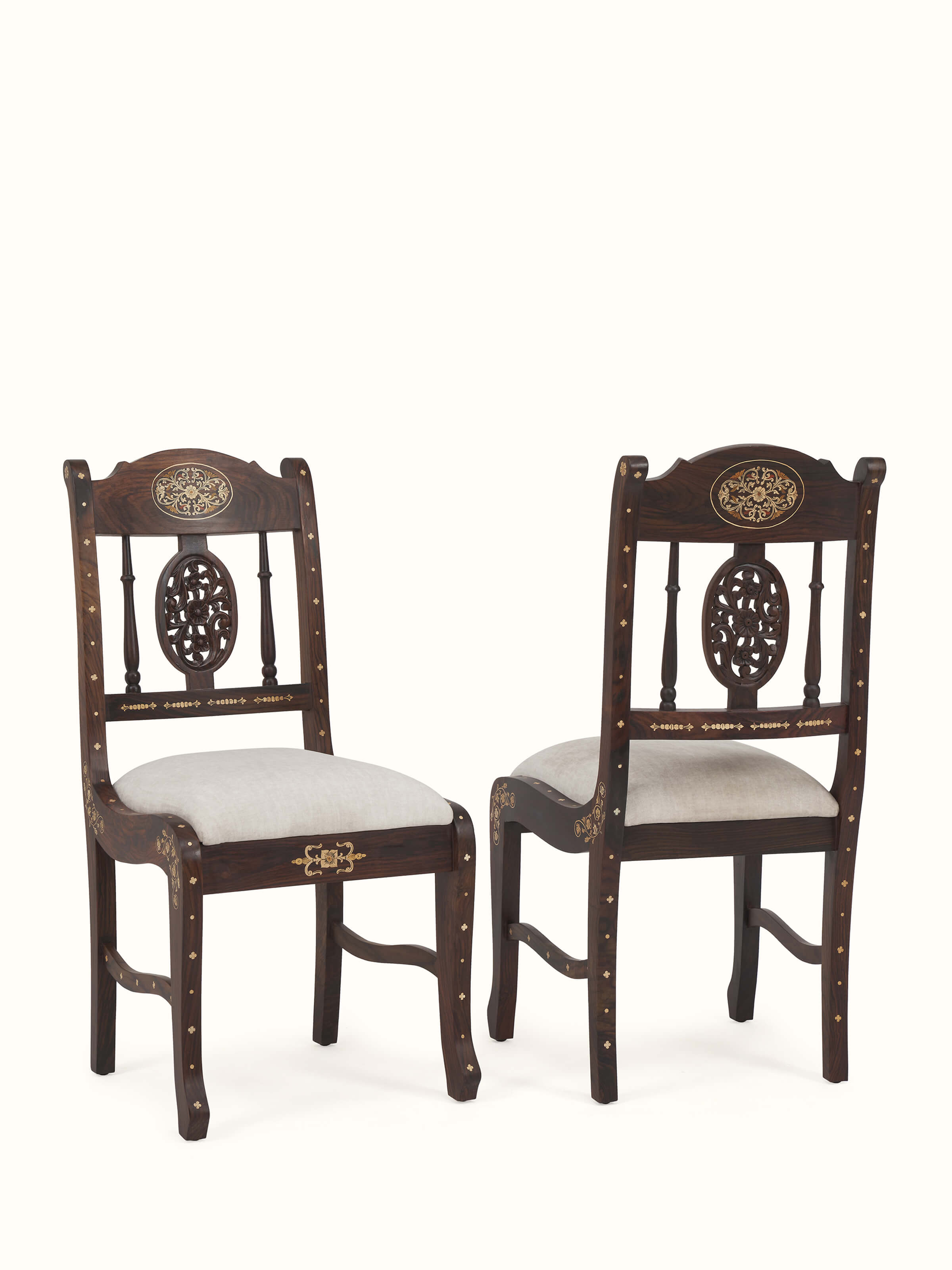Upholstered Rosewood Inlay Dining Chair (2 Pcs)