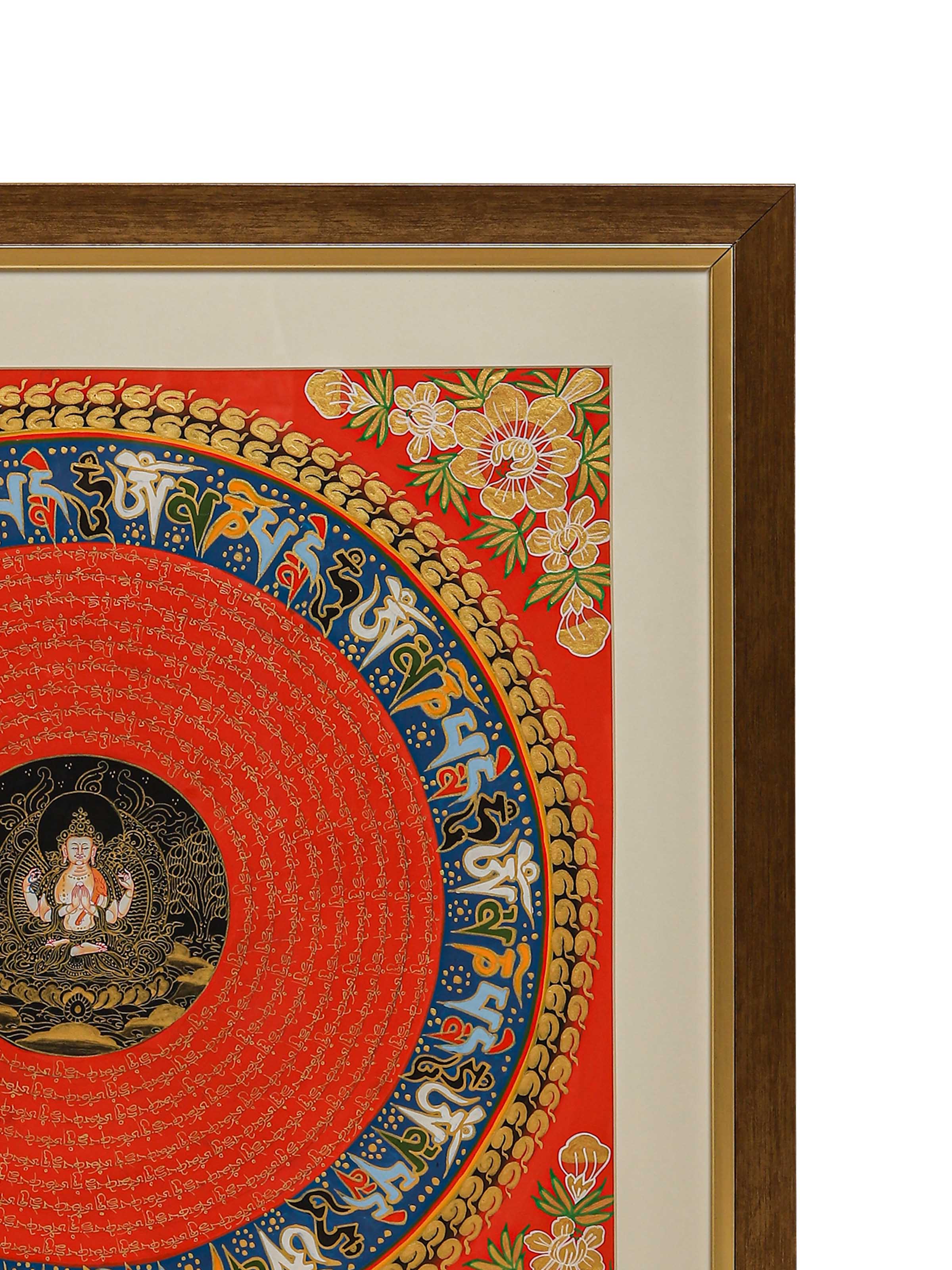 Chenrizig Buddha with Mantra Thangka Painting