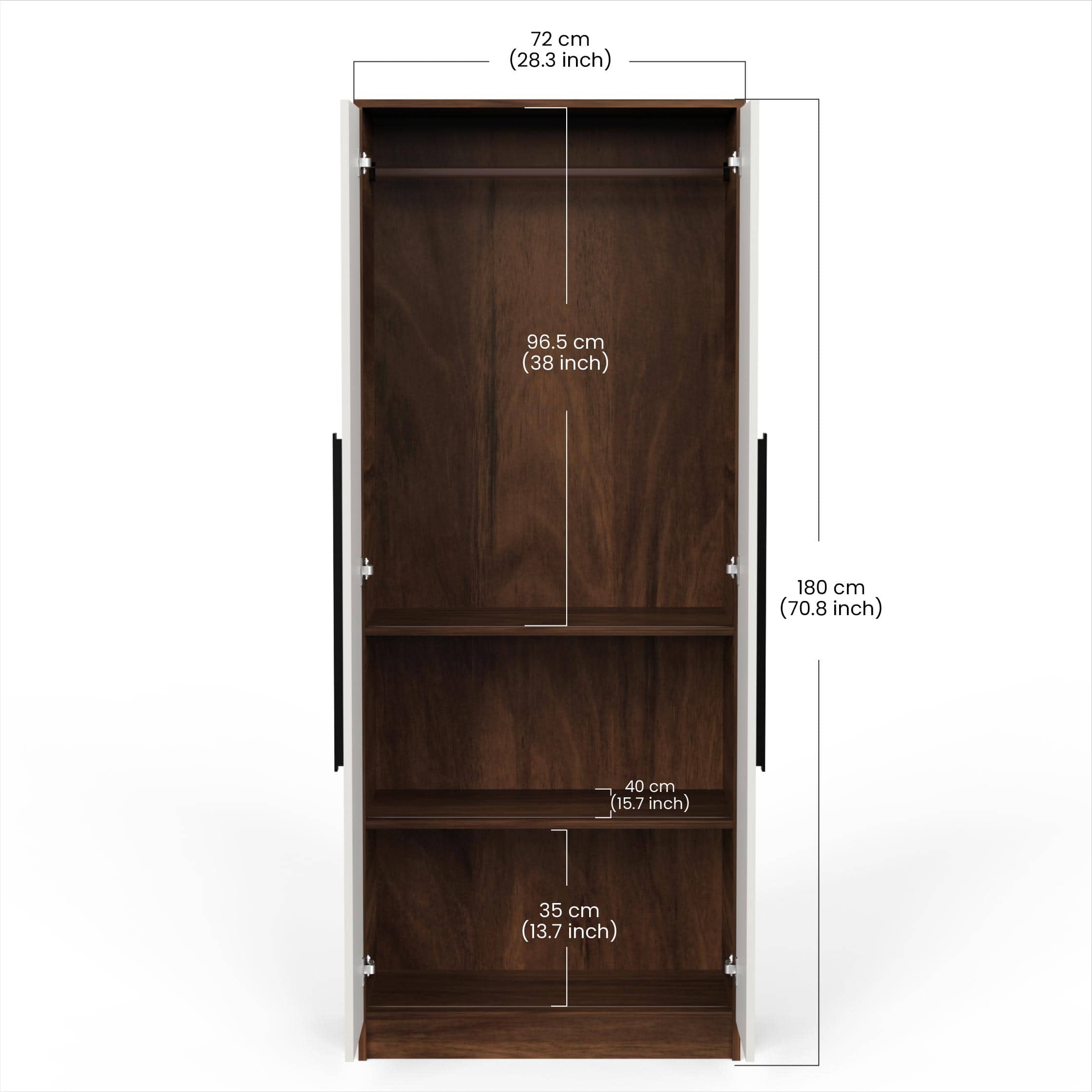 Maltein 2 Door Engineered Wood Wardrobe In Brown Maple & White Finish