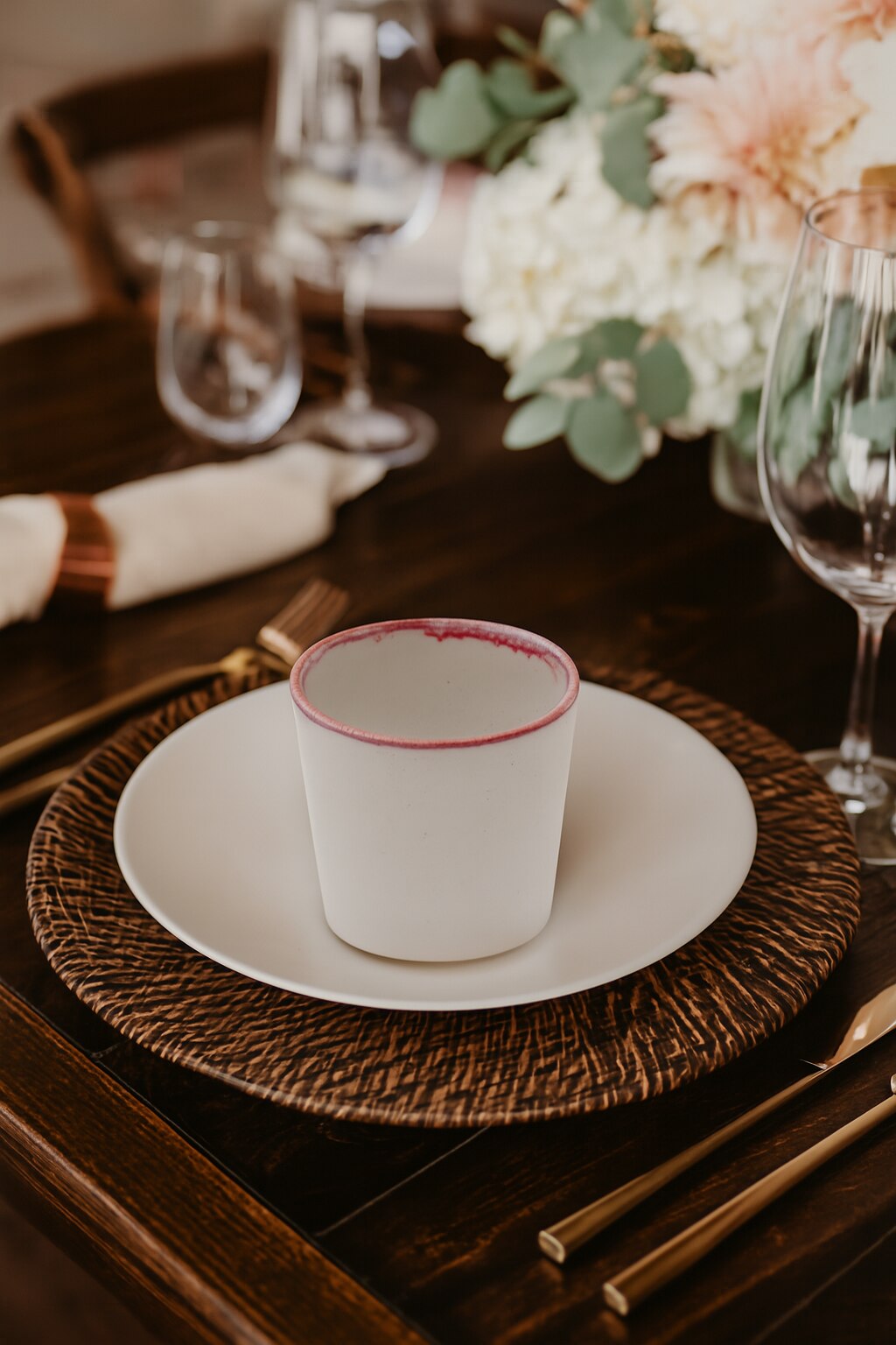 Studio pottery ceramic water glasses set of four with minimalist design