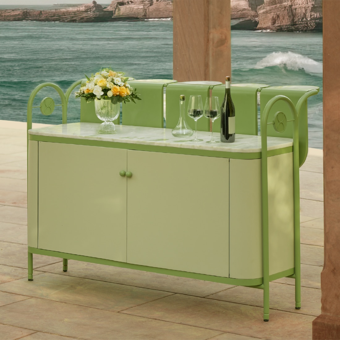 Dastoori Stainless Steel Outdoor Bar Serving Unit in Green Colour - Orange Tree