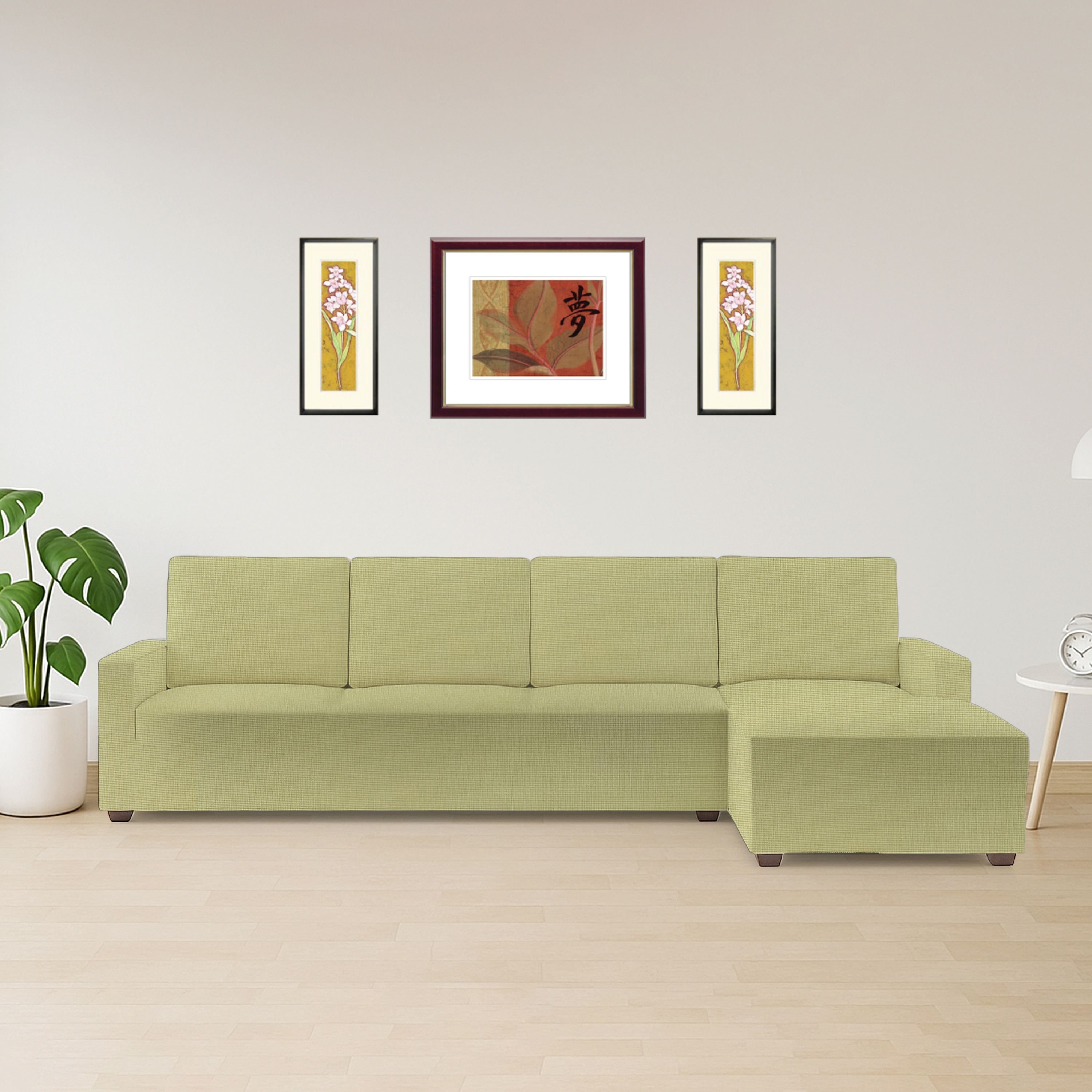 Right Aligned 3 Seater Right Aligned Chaise Lime Green Sofa Cover