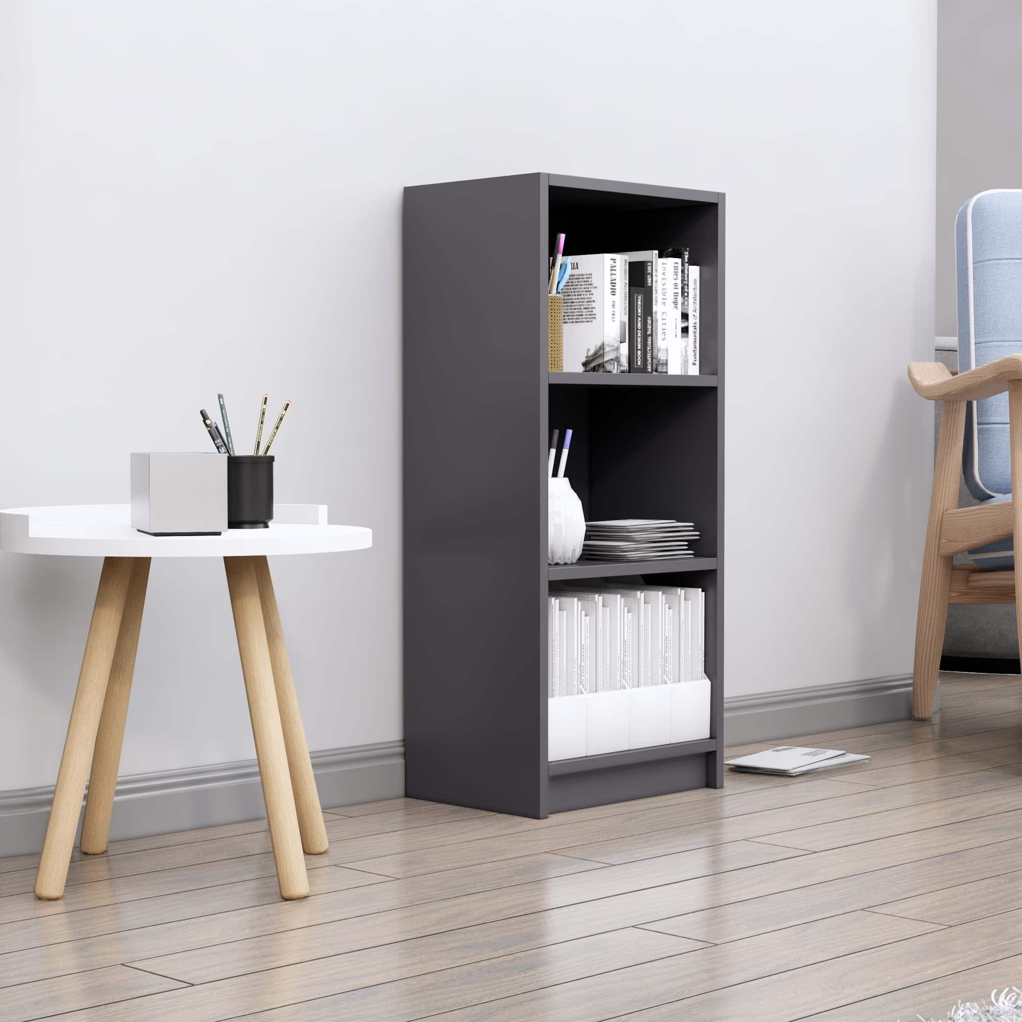 Hexa Engineered Wood Bookshelf Multipurpose Storage Rack in Slate Grey Colour - HexaRed