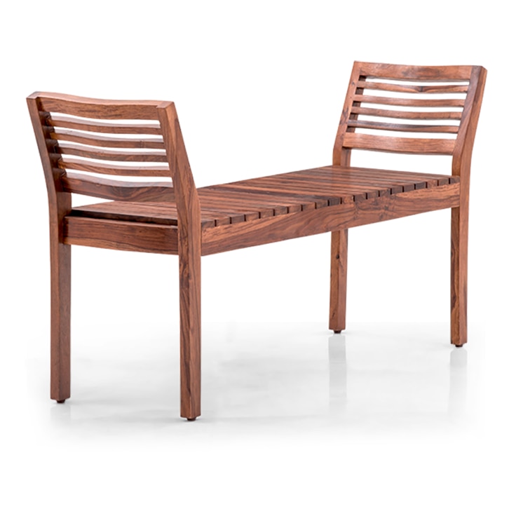 Latt Solid Wood Bench In Teak Finish