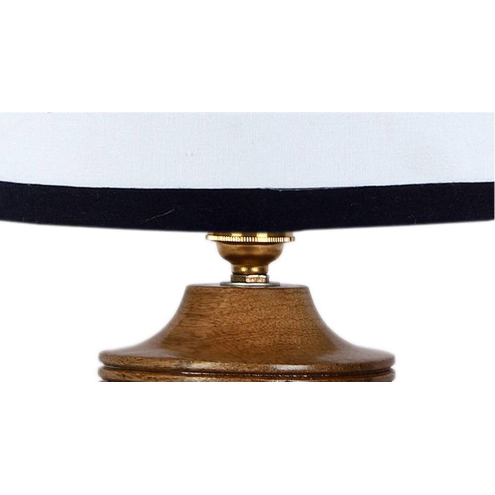 Asa white & black cotton table lamp with Natural Wood Base