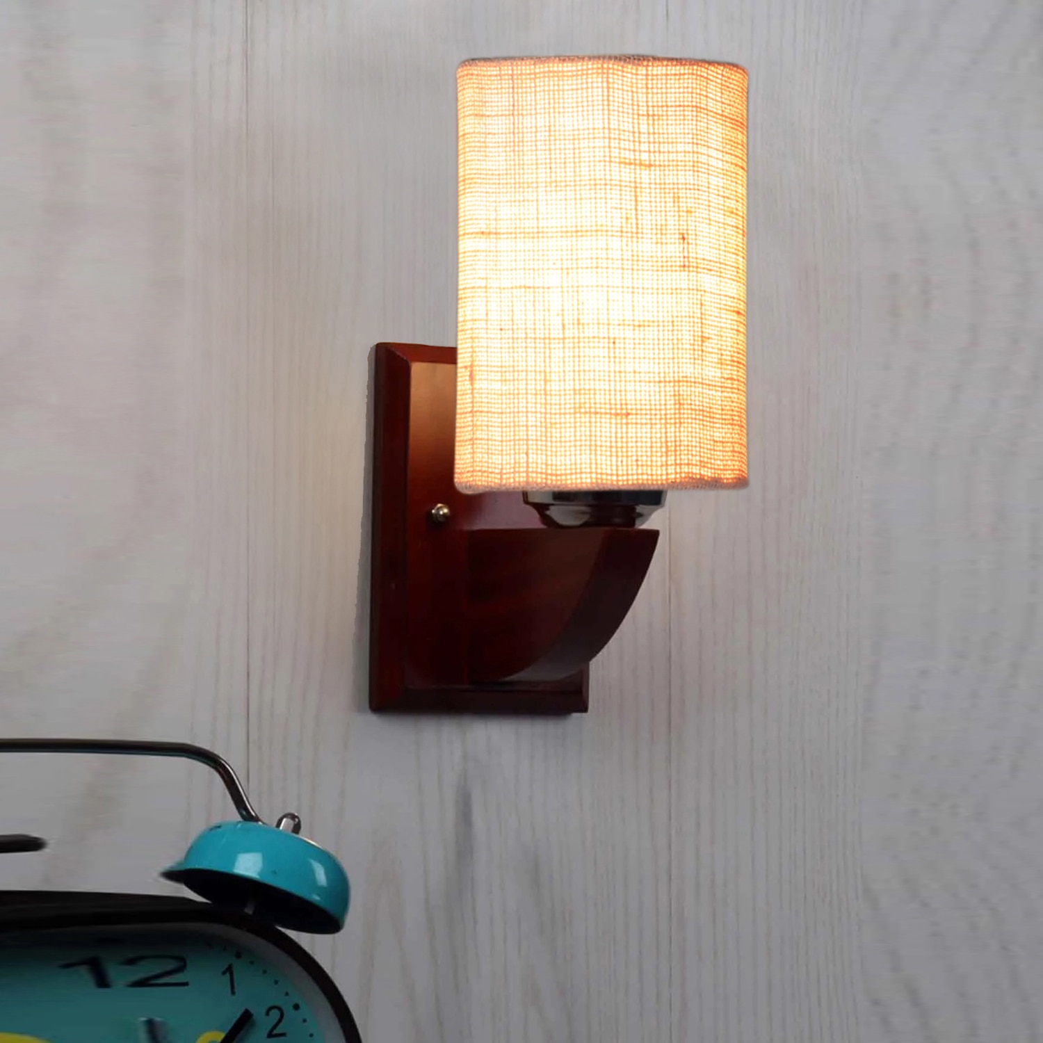 Devansh Solid Wood Electric Wall Light in White Colour with White Shade Count of 1 Light - Devansh