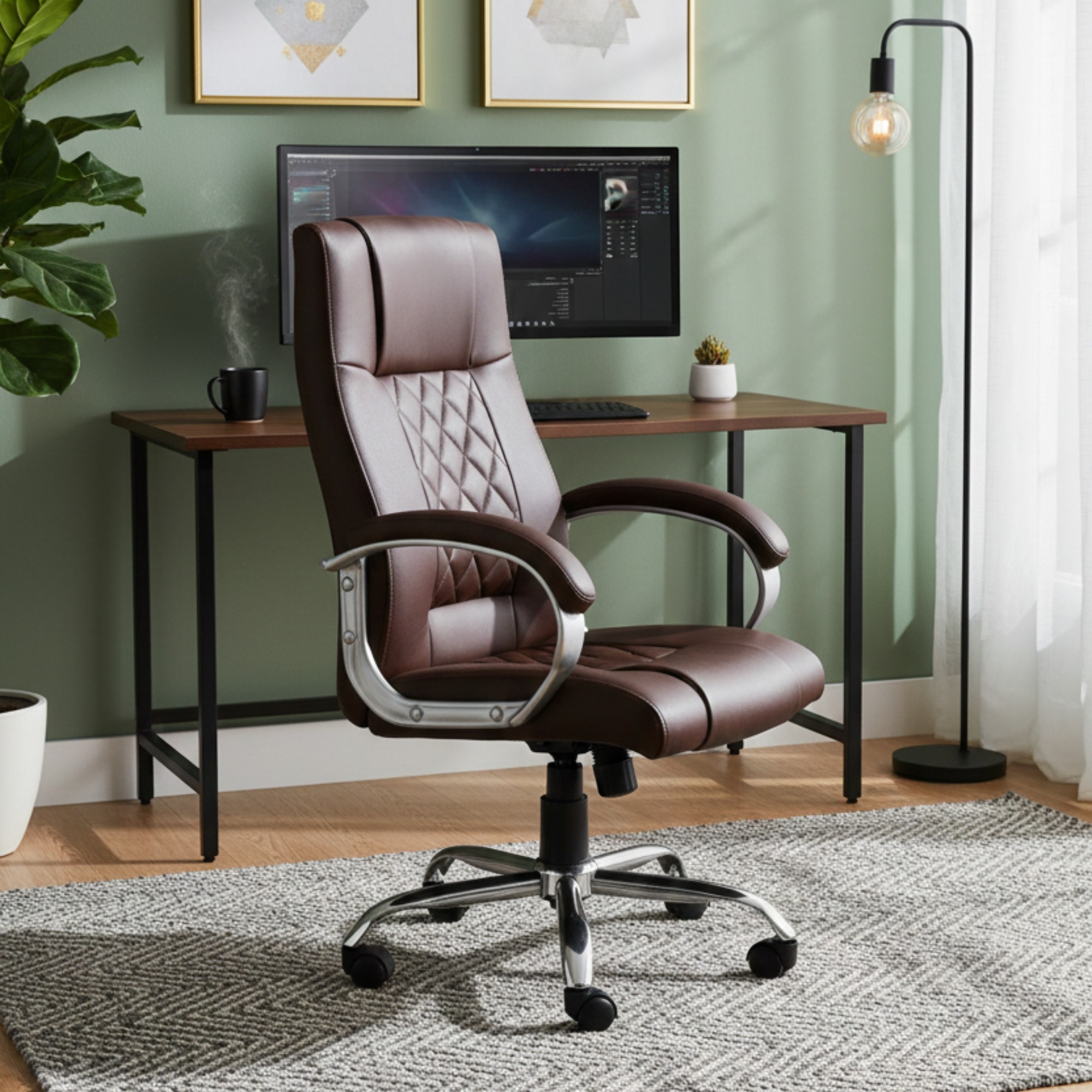 Adiko Sleek Executive Revolving Office Chair In Brown - Adiko Systems