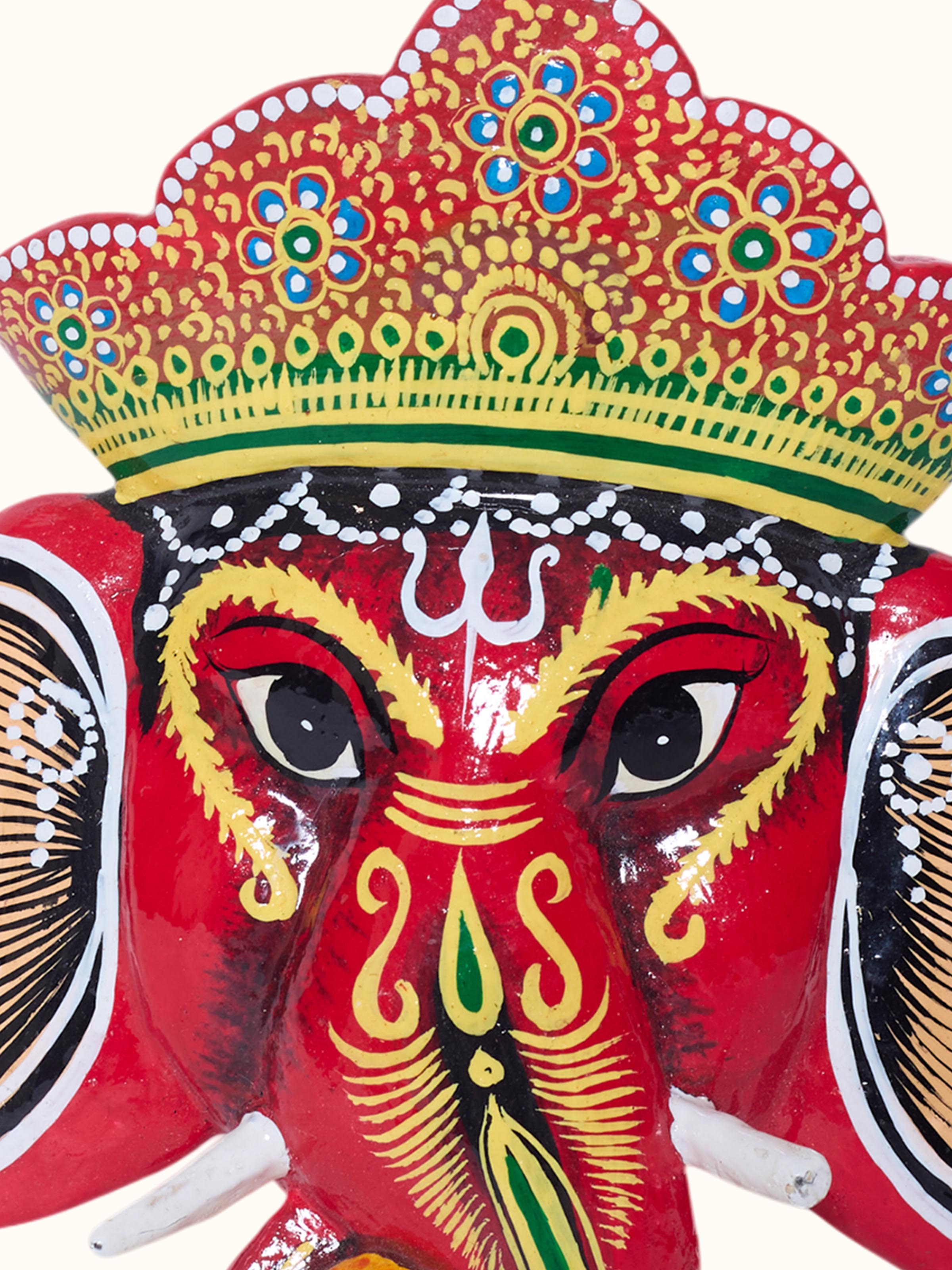 Wooden Ganesha Mask Idol