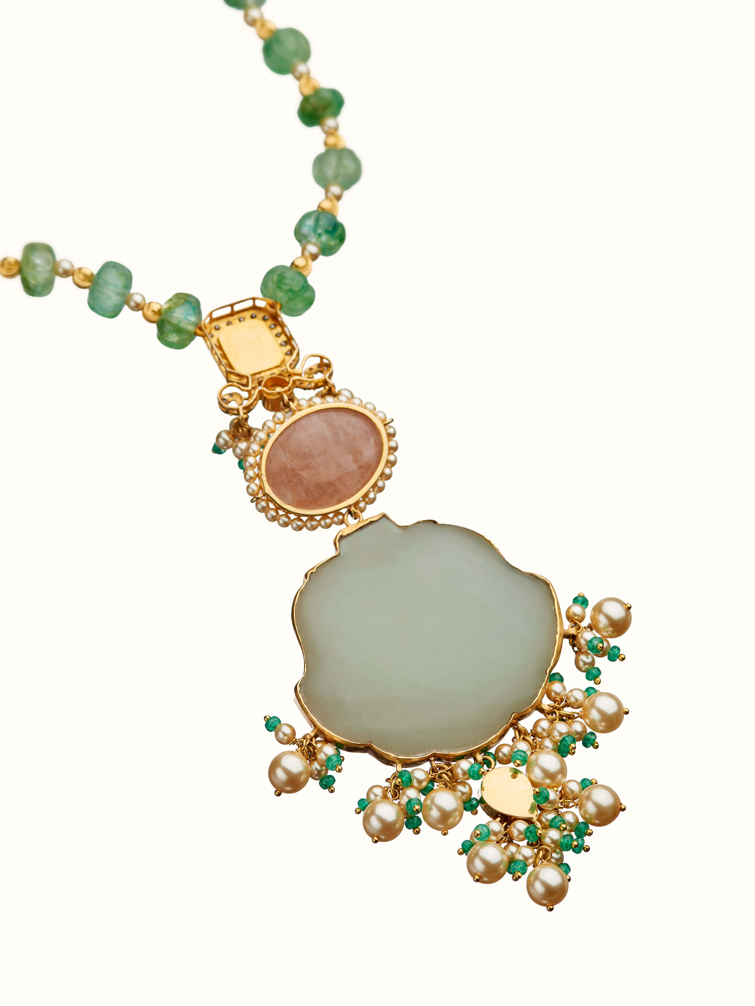 Stone Inlay 18 Karat Gold Long Necklace