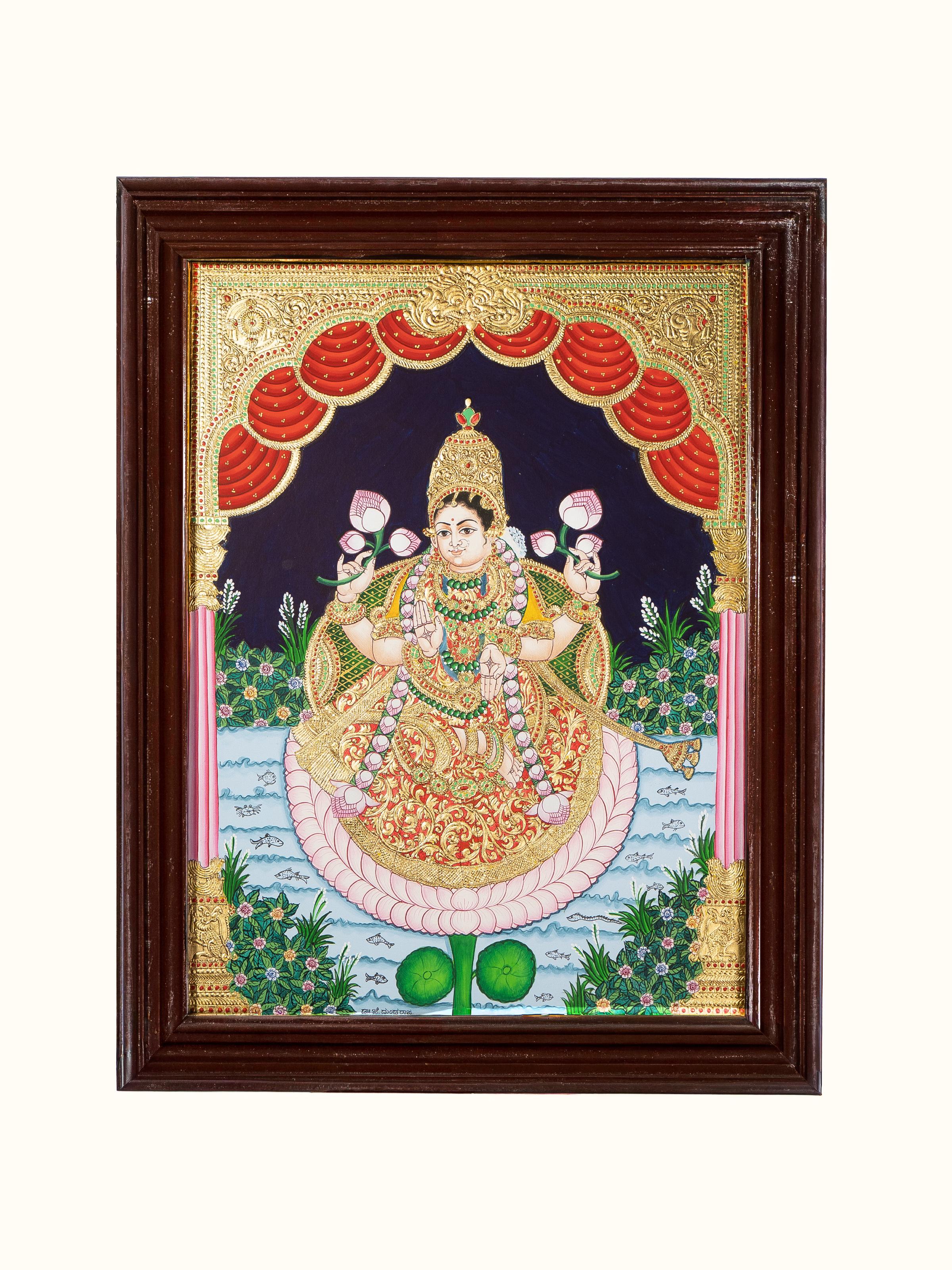 Mahalakshmi Mysore Teak Wood Painting