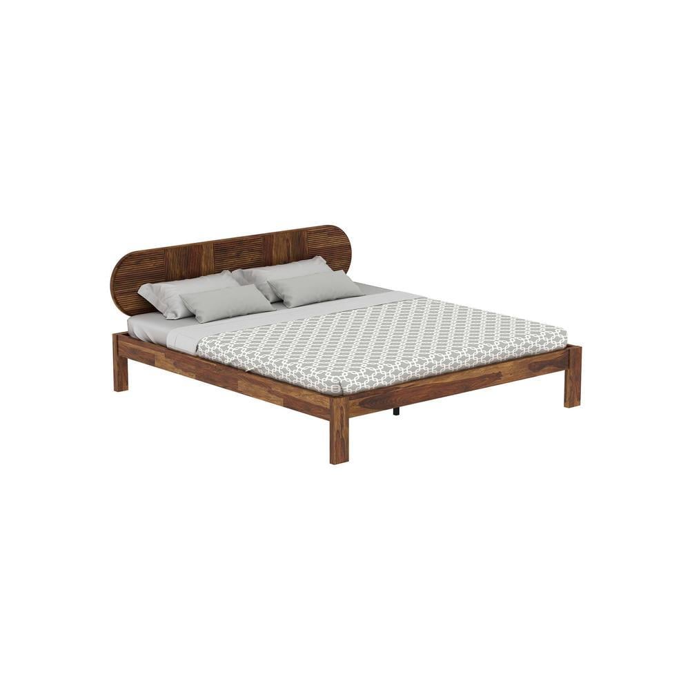 Woodwhiz Solid Wood King Size Non Storage Bed In Provincial Teak Finish