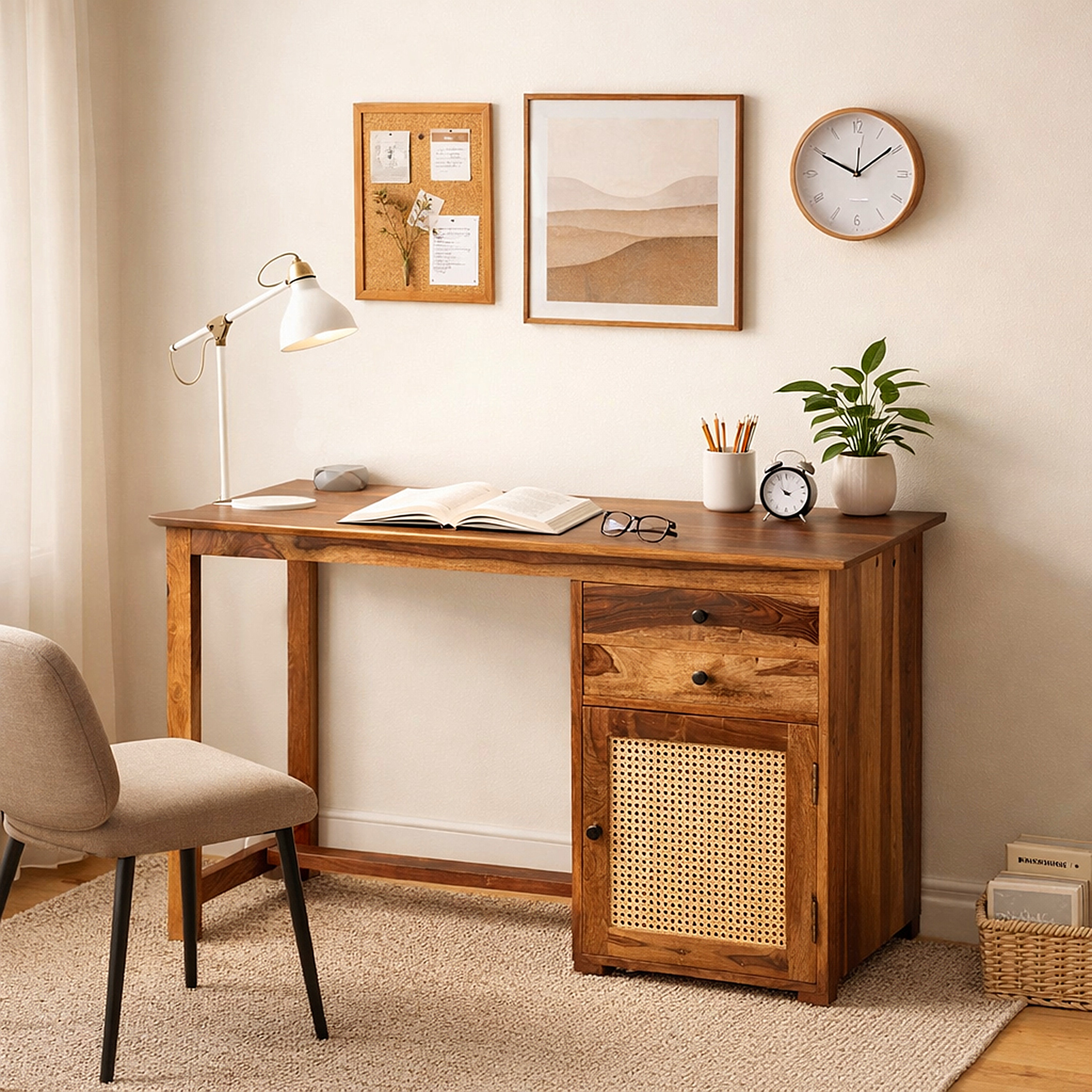 Eye Sheesham Wood  Study Table in Teak Finish - Woodenmood