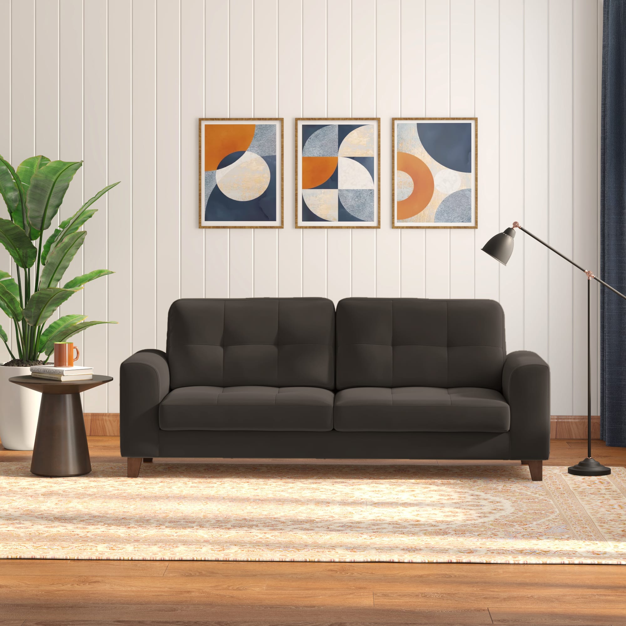 Verona Premium 3 Seater Fabric Sofa in Stone Grey Velvet Colour