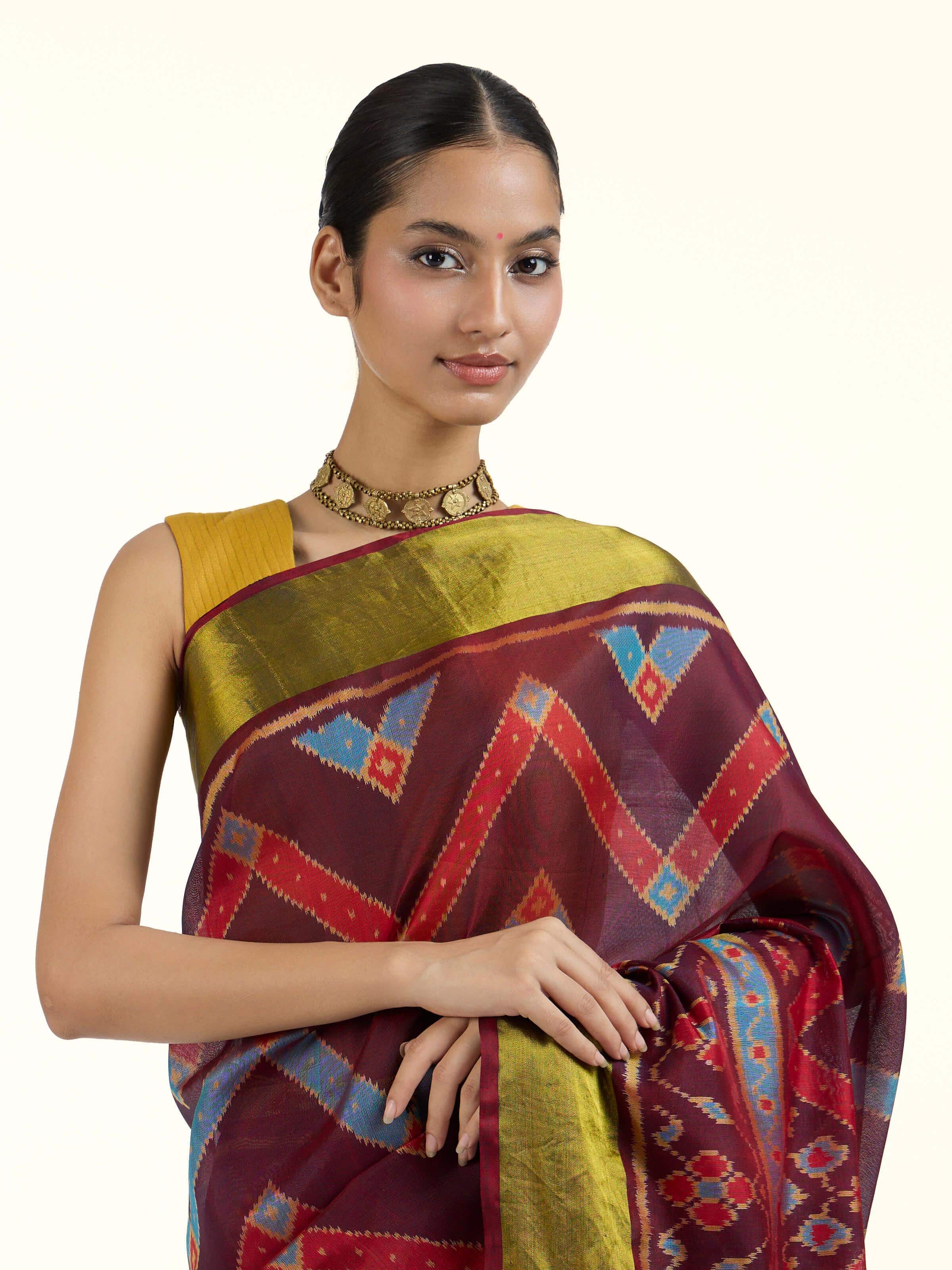 Brown Silk Patola Saree