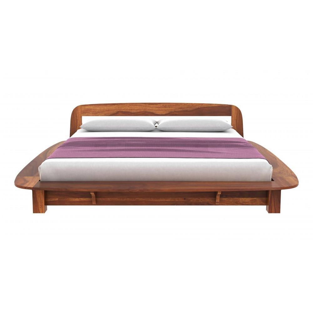 Wilbur Solid Wood King Size Non Storage Bed In Teak Finish
