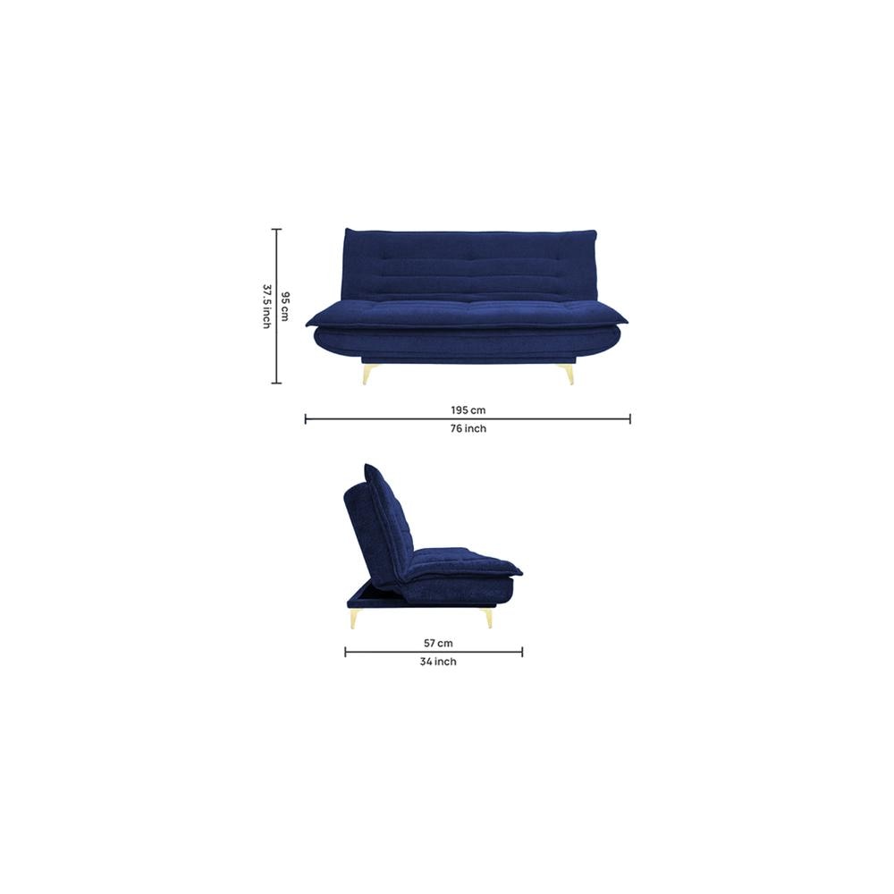 Merol 3 Seater Sofa Cum Bed In Navy Blue Color