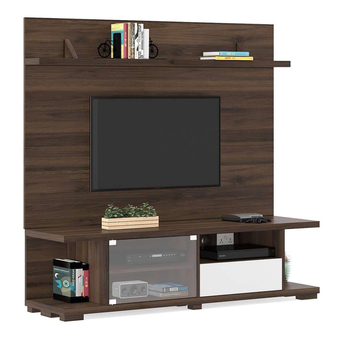 Iwaki Engineered Wood Swivel TV Unit in Columbian Walnut Finish