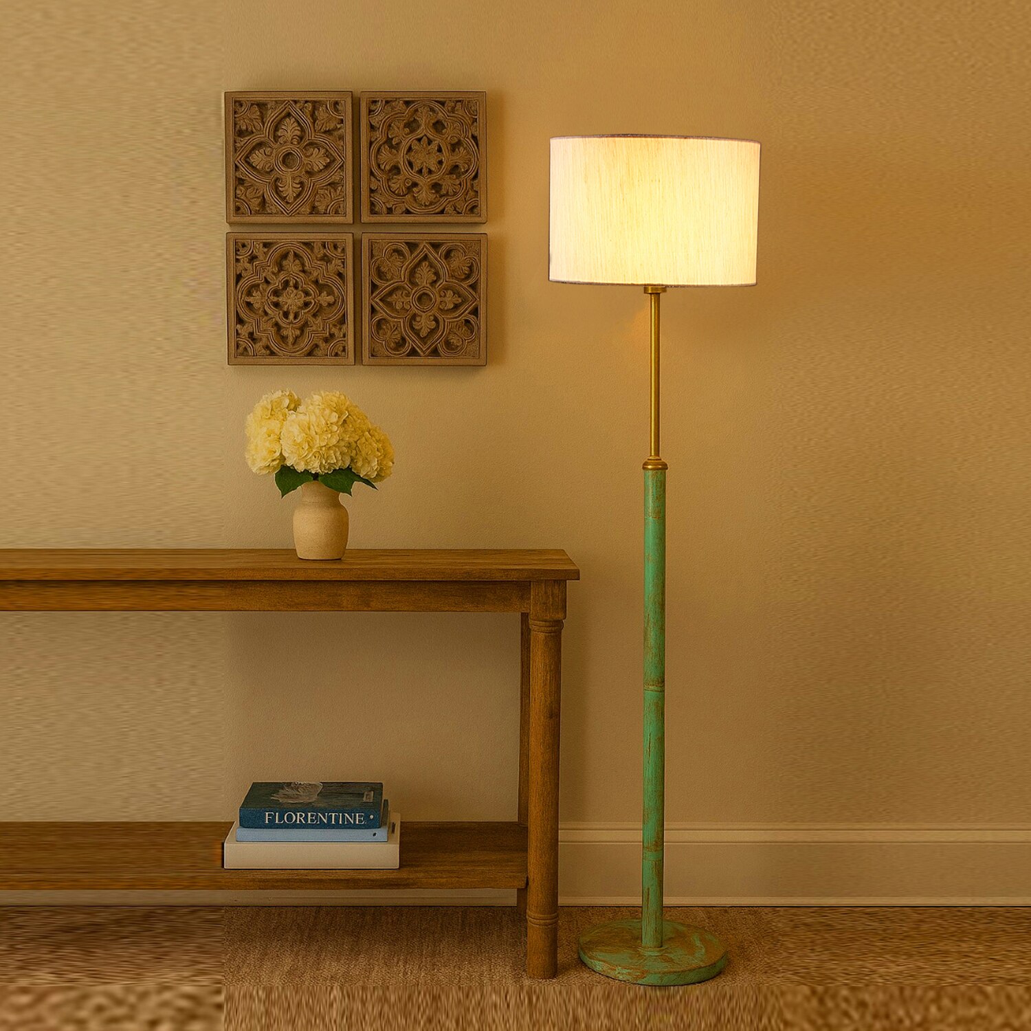 Devansh Wood & Metal Floor Lamp
