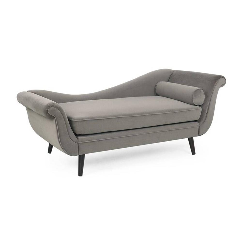 Kabera Velvet Chaise Launger in Grey Colour