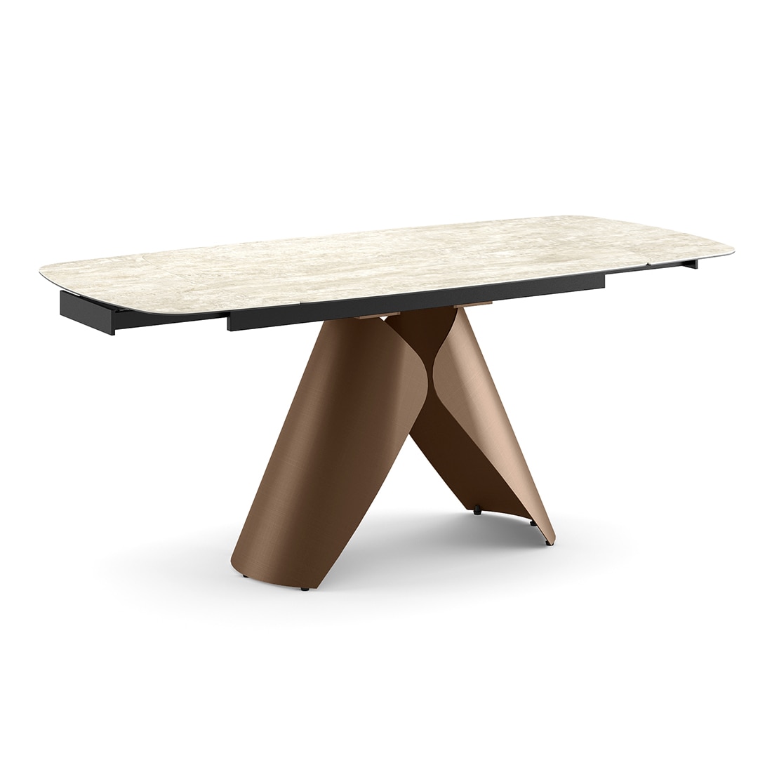 Aeris Ceramic 4 to 6 Seater Extendable Dining Table in Rome Travertine Finish