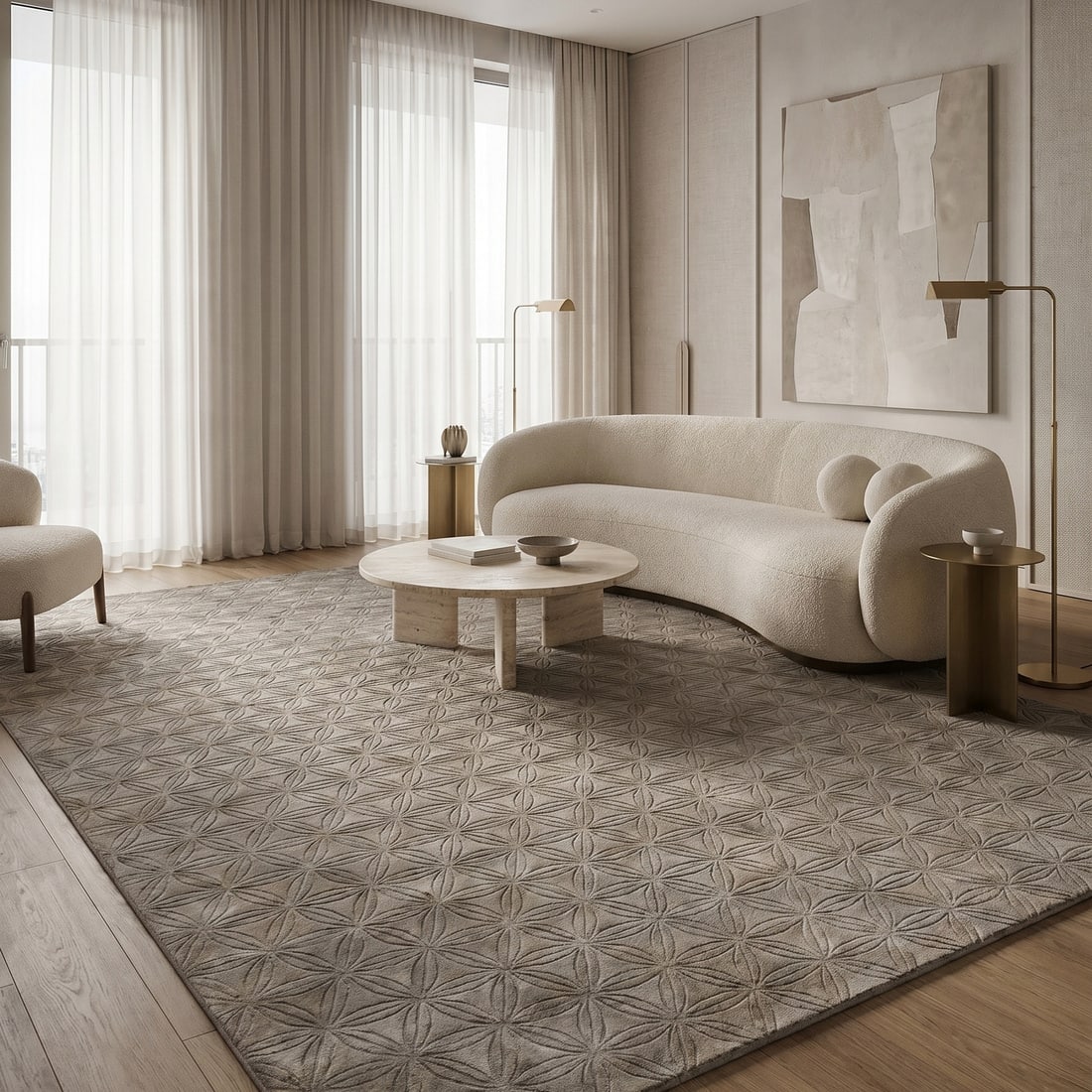 Jaipur Rugs Geometric Wool 6x9 Feet Silver Grey Handloom Carpet