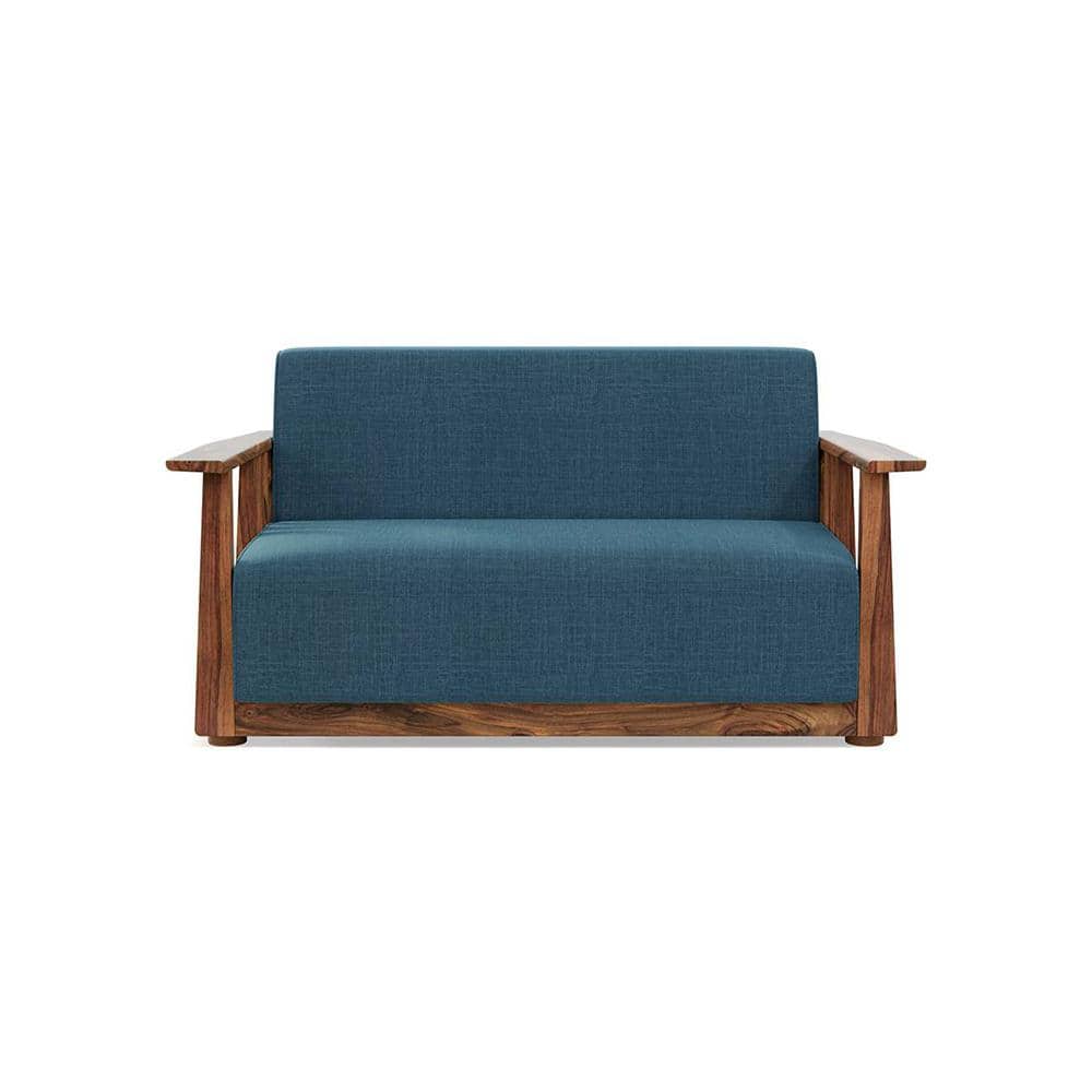 Serra Wooden Sofa - Teak Finish (Colonial Blue)