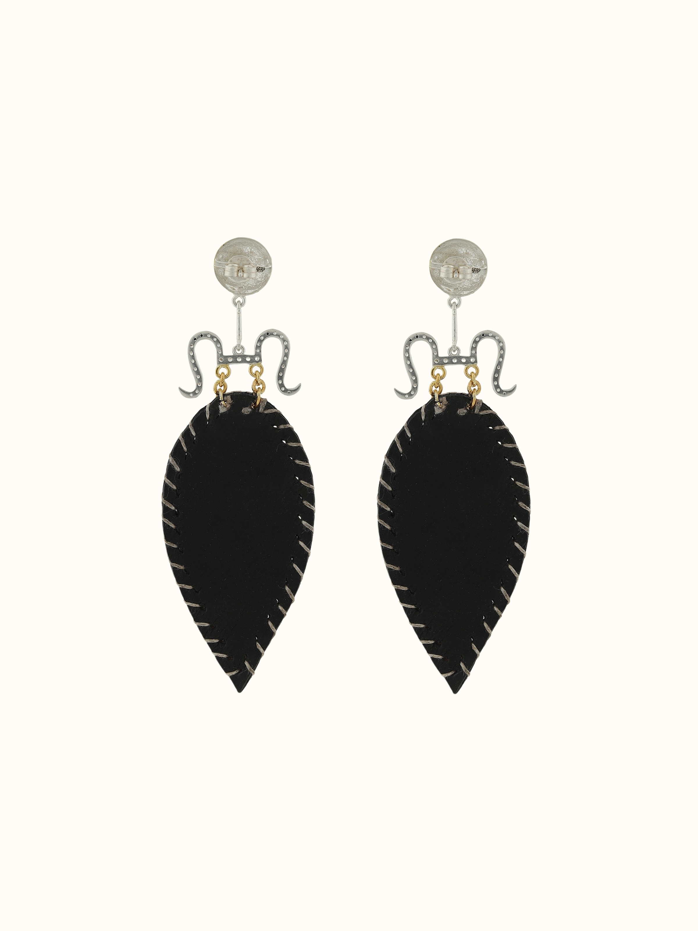 Kutch Leather Silver Drop Earrings